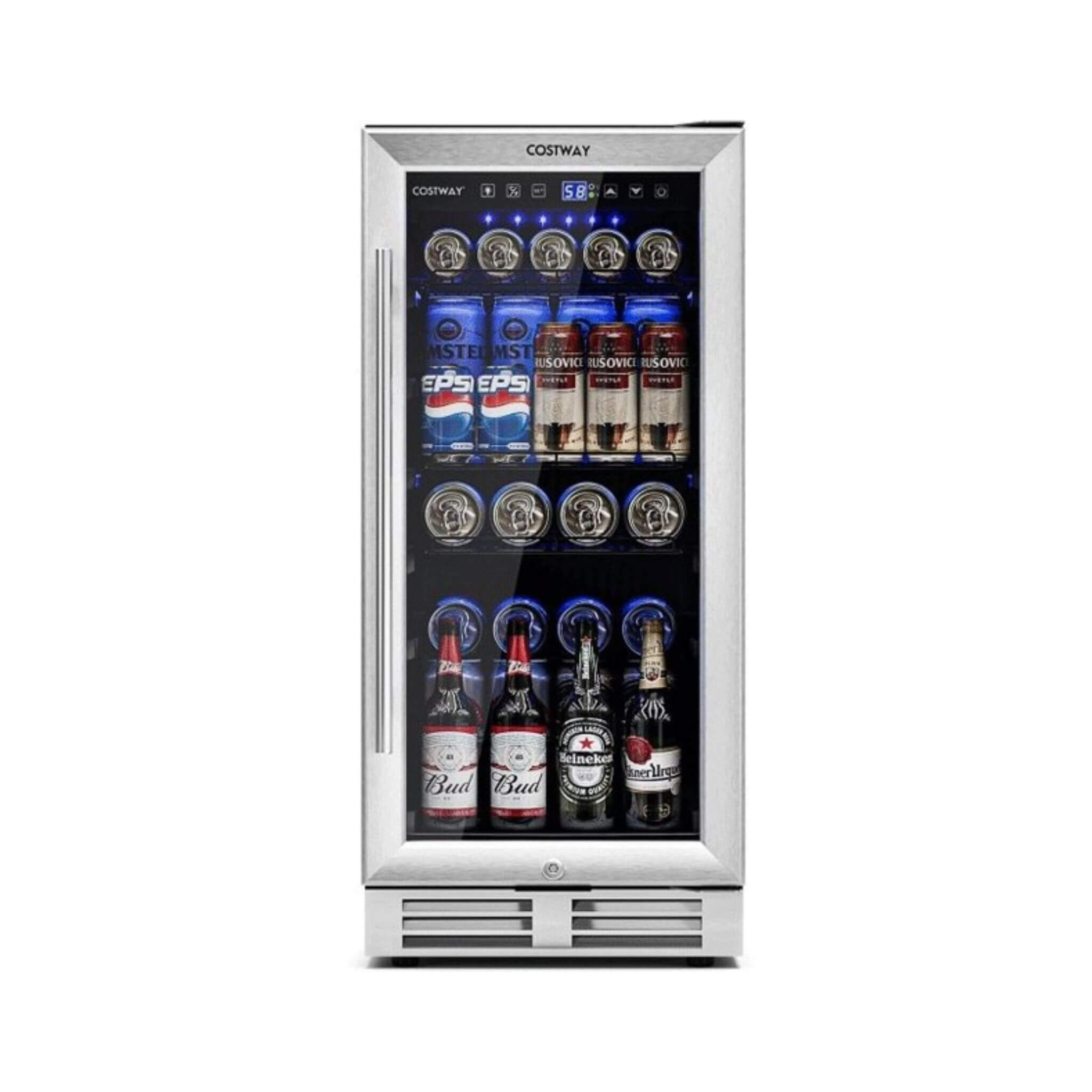 Premium 15" Tall Built-In Freestanding Beverage Cooler Refrigerator, 100 Cans (SAK77654) - Energize Trek