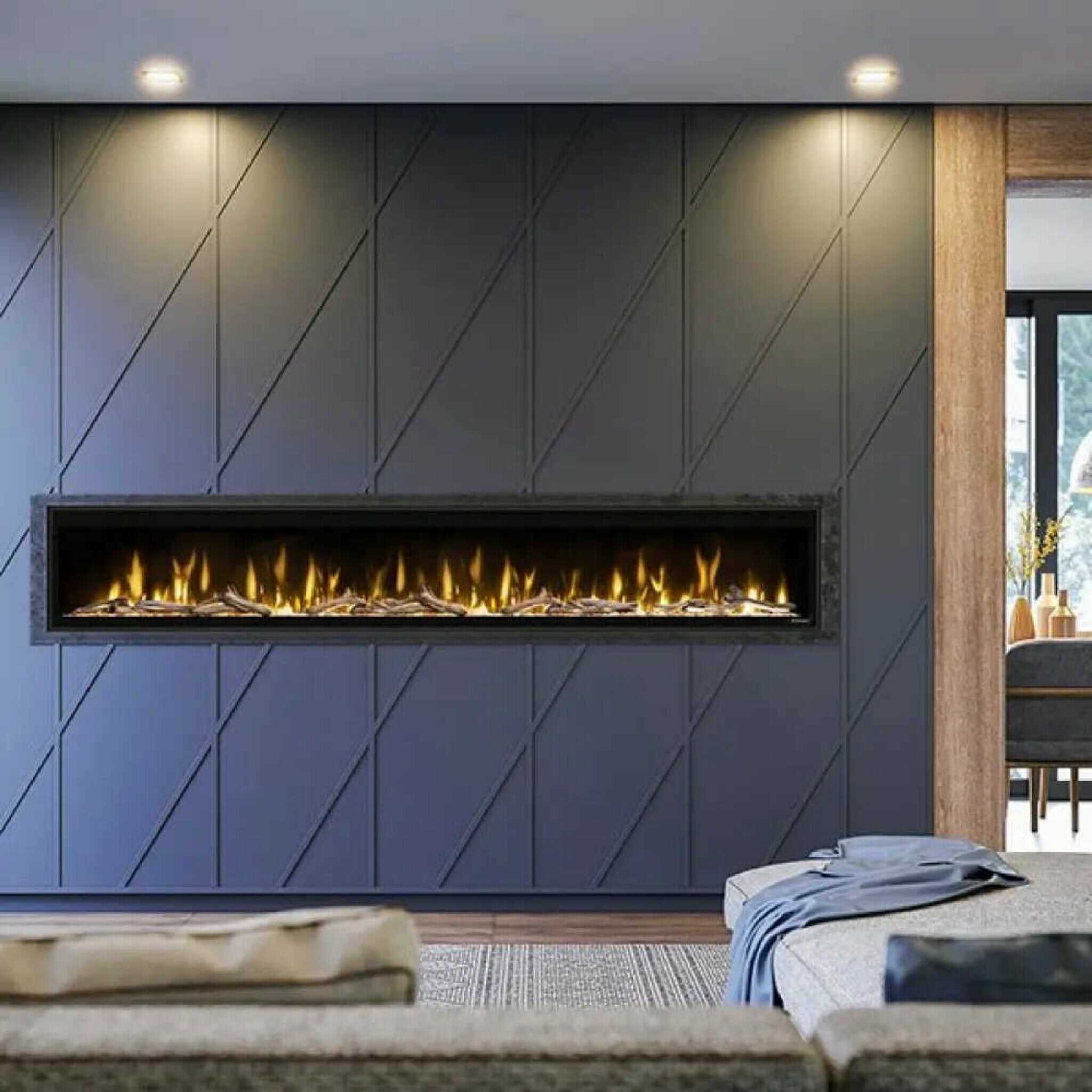 Dimplex Ignite Evolve Built-In Frosted Tumbled Glass Linear Electric Fireplace With Heat Boost System & Trim Kit (SAK59214) - Energize Trek
