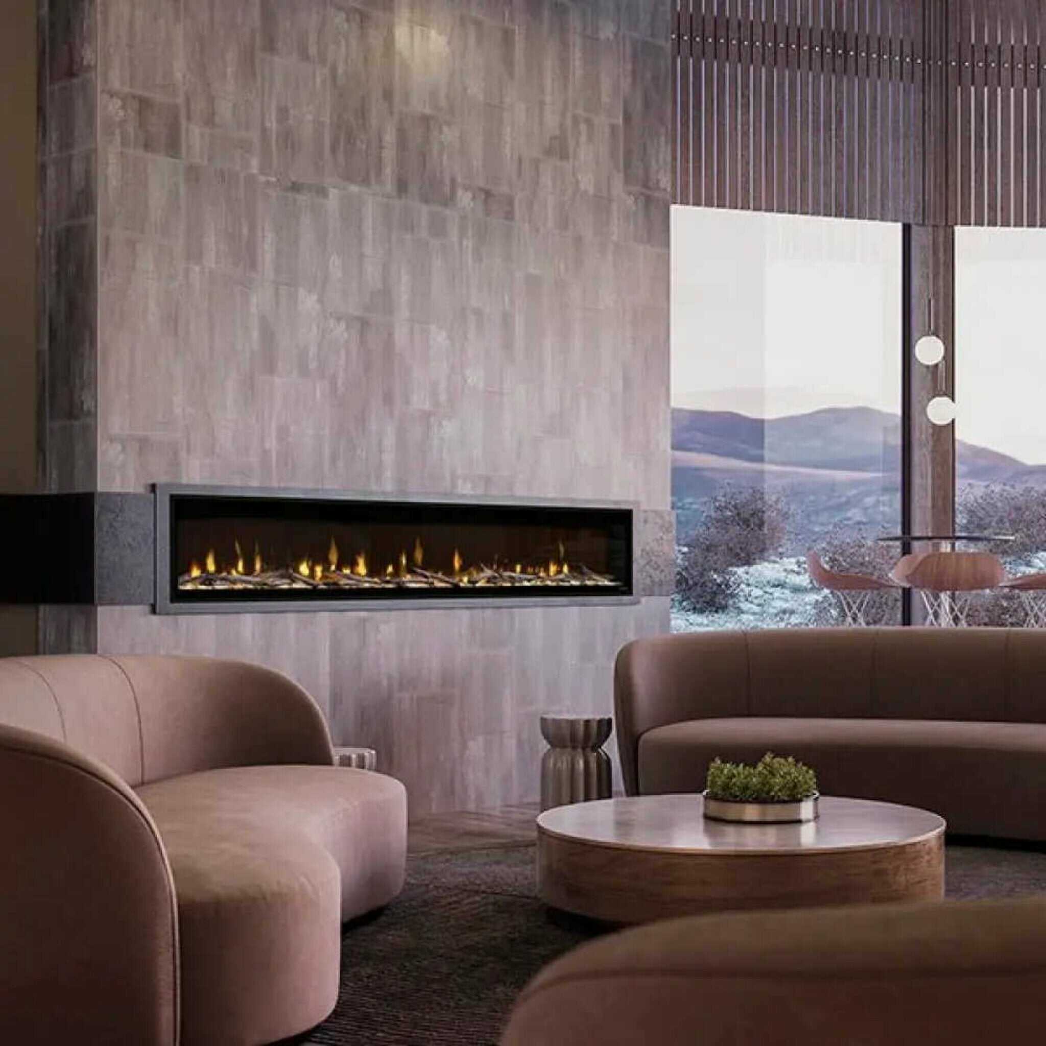 Dimplex Ignite Evolve Built-In Frosted Tumbled Glass Linear Electric Fireplace With Heat Boost System & Trim Kit (SAK59214) - Energize Trek