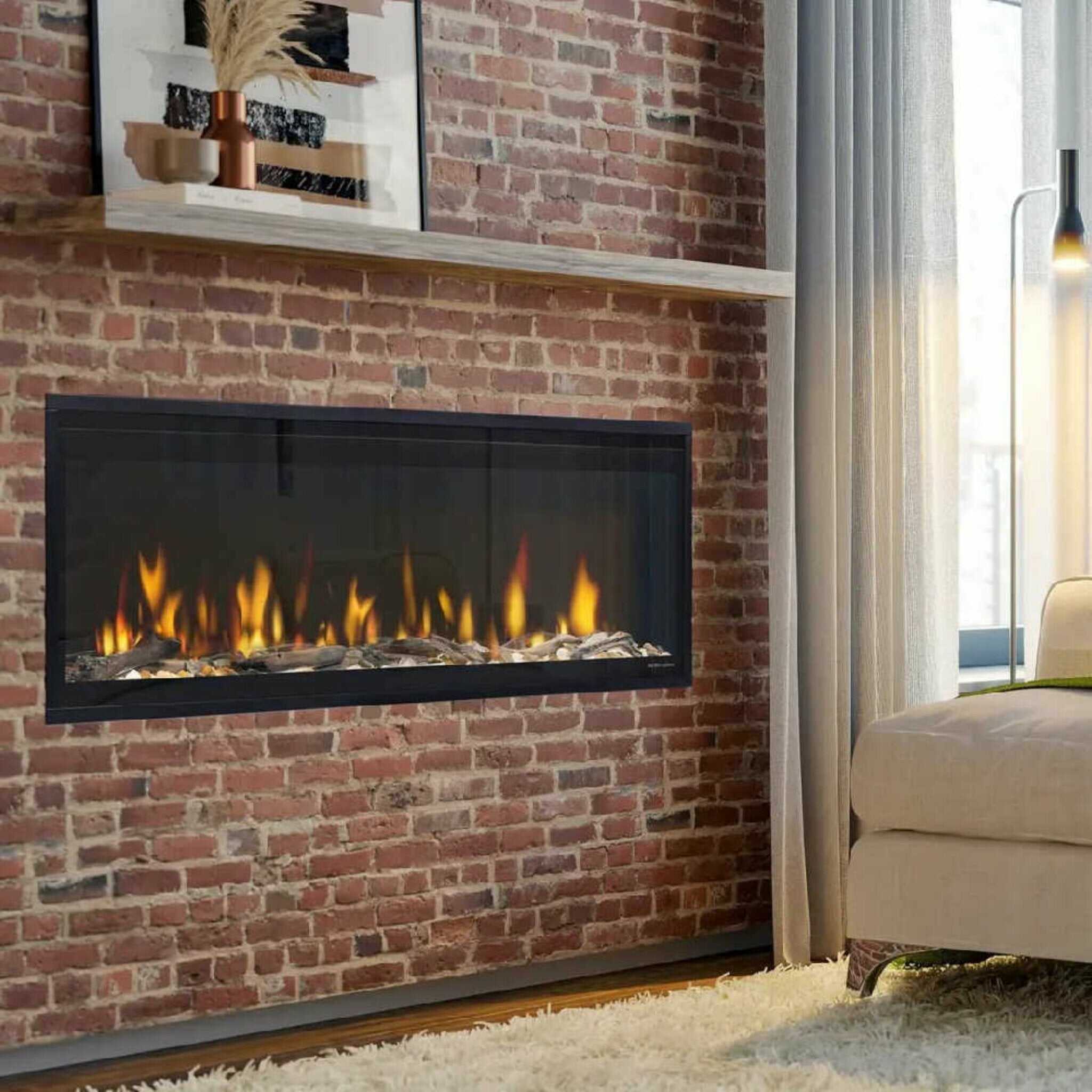 Dimplex Ignite Evolve Built-In Frosted Tumbled Glass Linear Electric Fireplace With Heat Boost System & Trim Kit (SAK59214) - Energize Trek