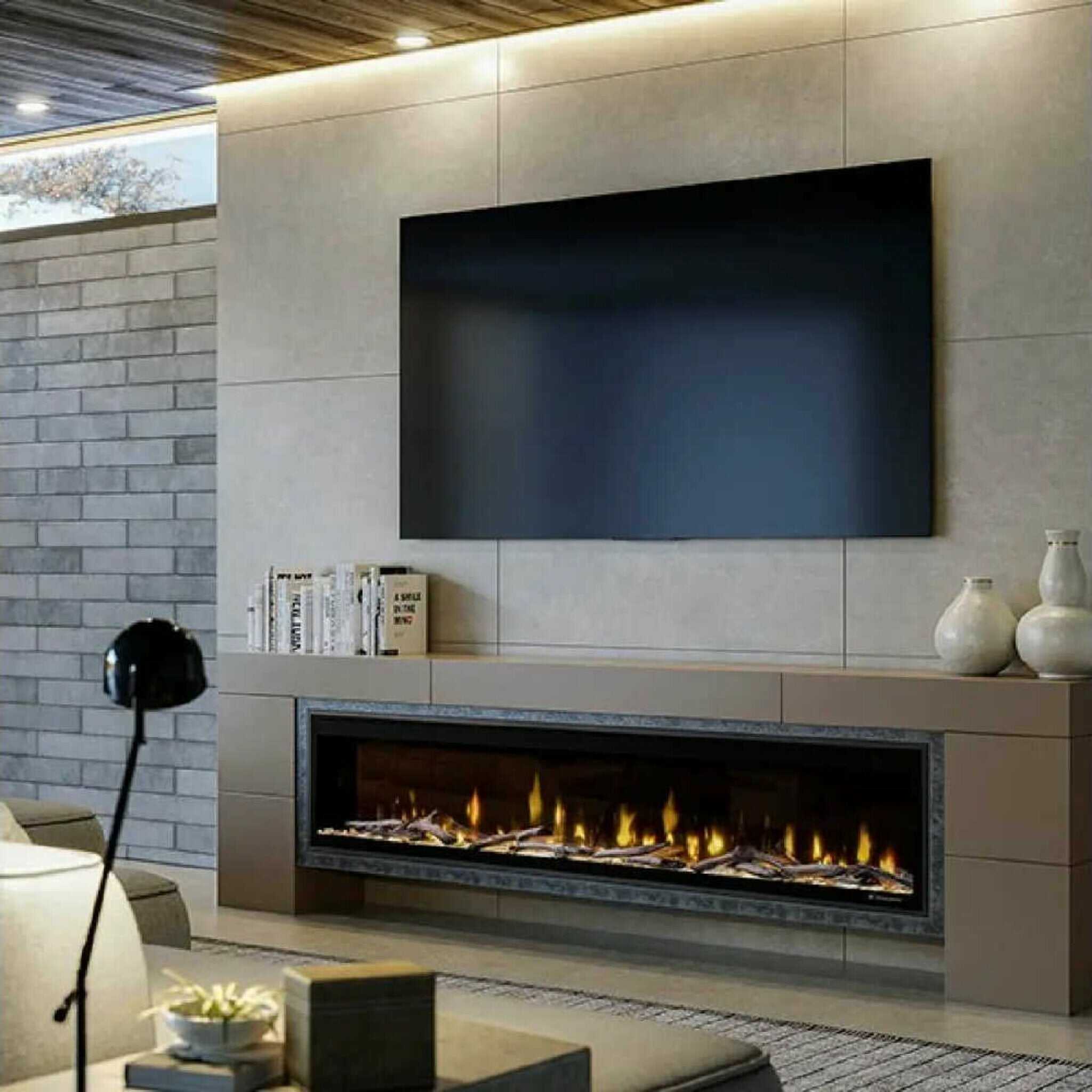 Dimplex Ignite Evolve Built-In Frosted Tumbled Glass Linear Electric Fireplace With Heat Boost System & Trim Kit (SAK59214) - Energize Trek