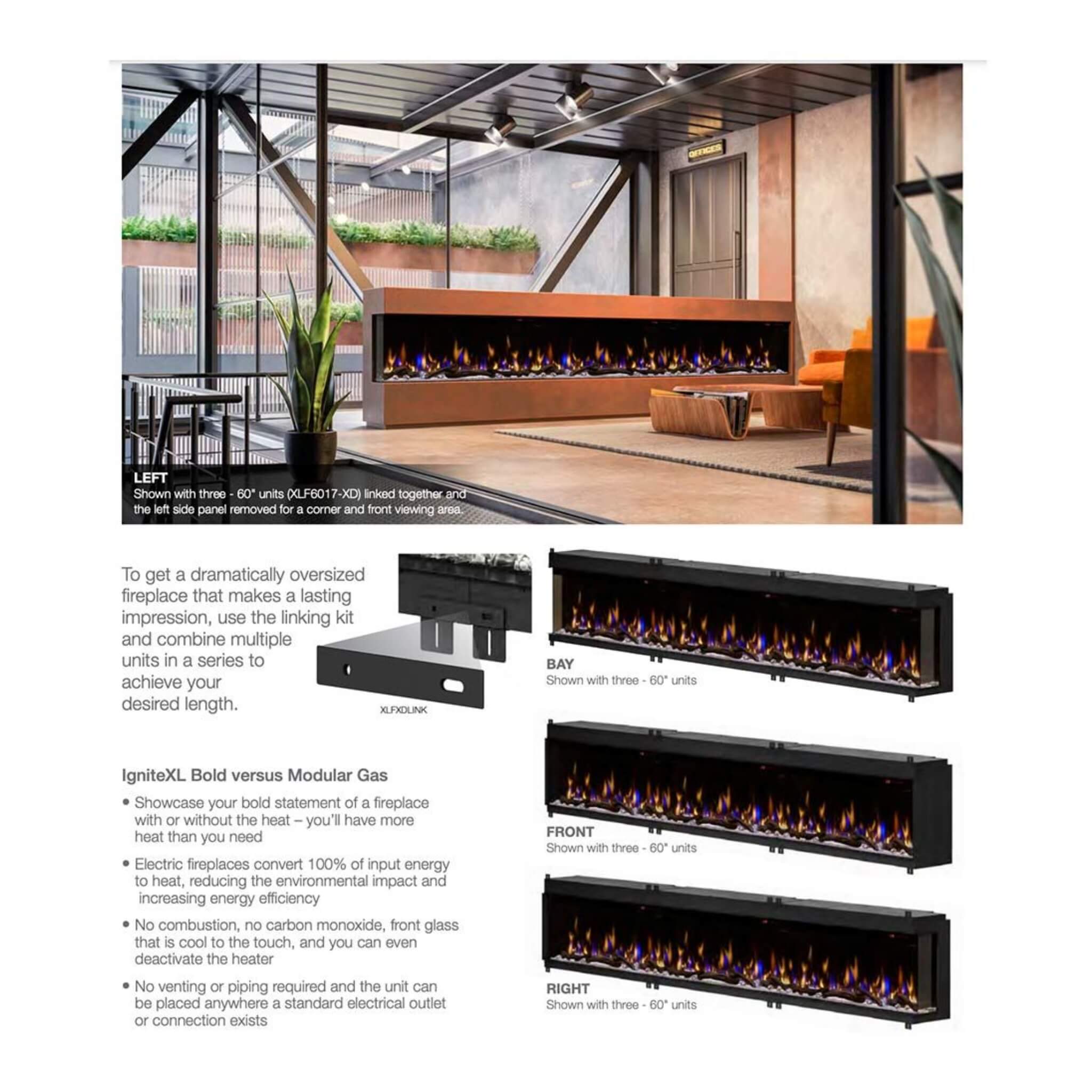 Dimplex IgniteXL Bold 74" Deep Built-In Linear Electric Fireplace [XLF7417-XD] (SAK78959) - Energize Trek