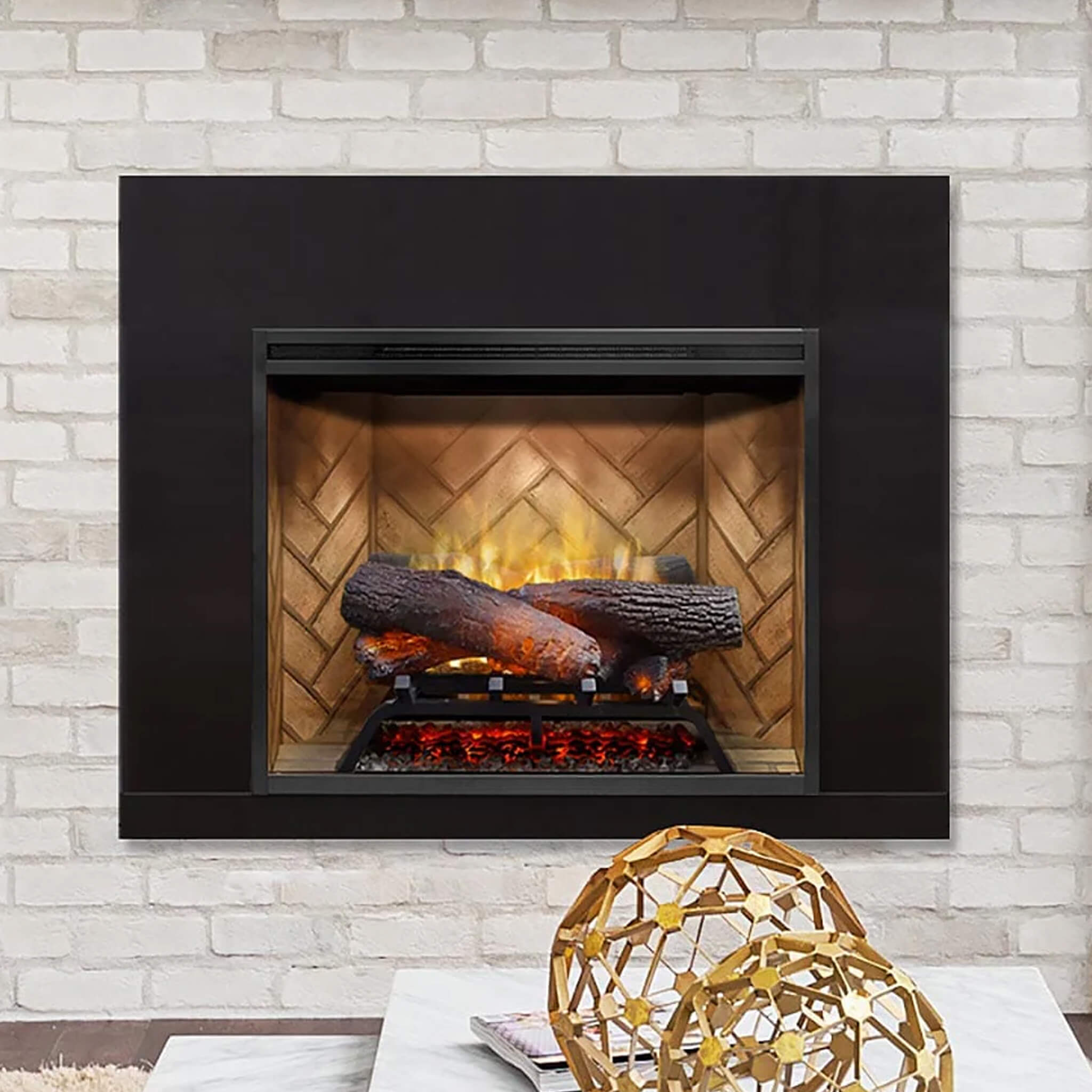 Dimplex Revillusion Herringbone Brick Built-In Electric Firebox With Front Glass [RBF30/36/42] (SAK12893) - Energize Trek