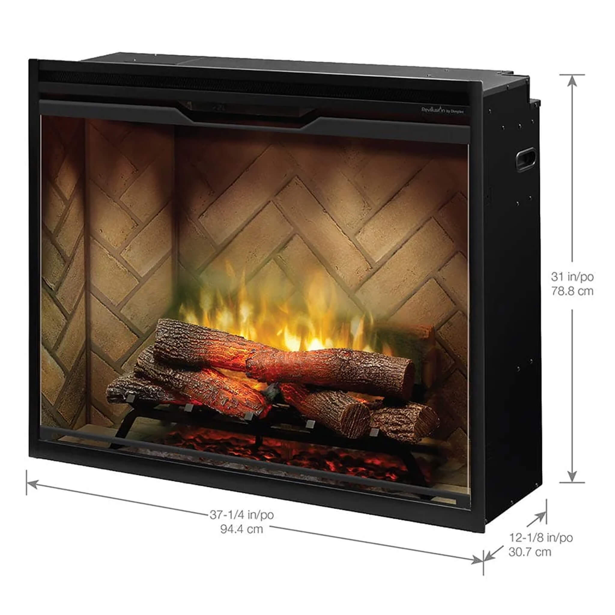 Dimplex Revillusion Herringbone Brick Built-In Electric Firebox With Front Glass [RBF30/36/42] (SAK12893) - Energize Trek