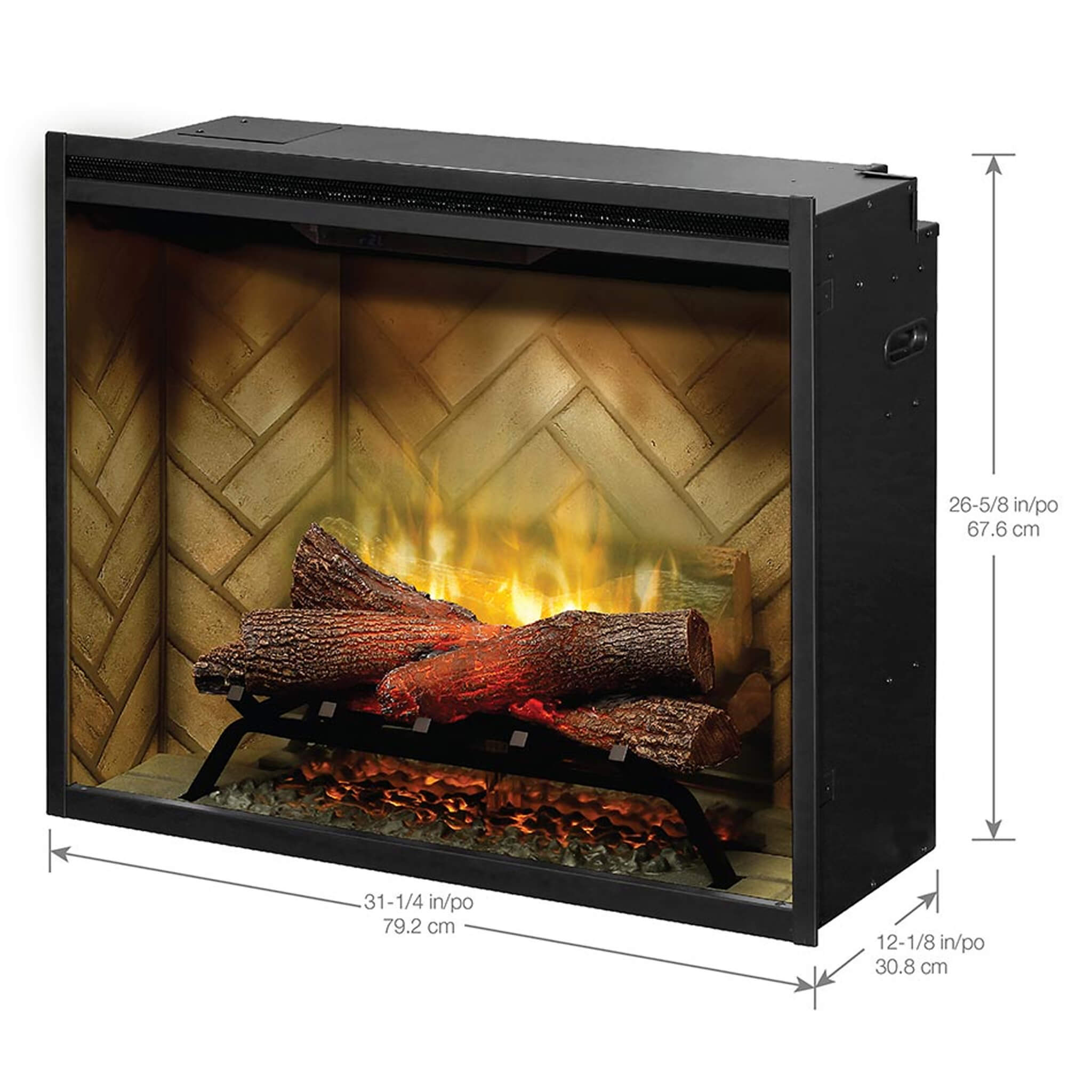Dimplex Revillusion Herringbone Brick Built-In Electric Firebox With Front Glass [RBF30/36/42] (SAK12893) - Energize Trek