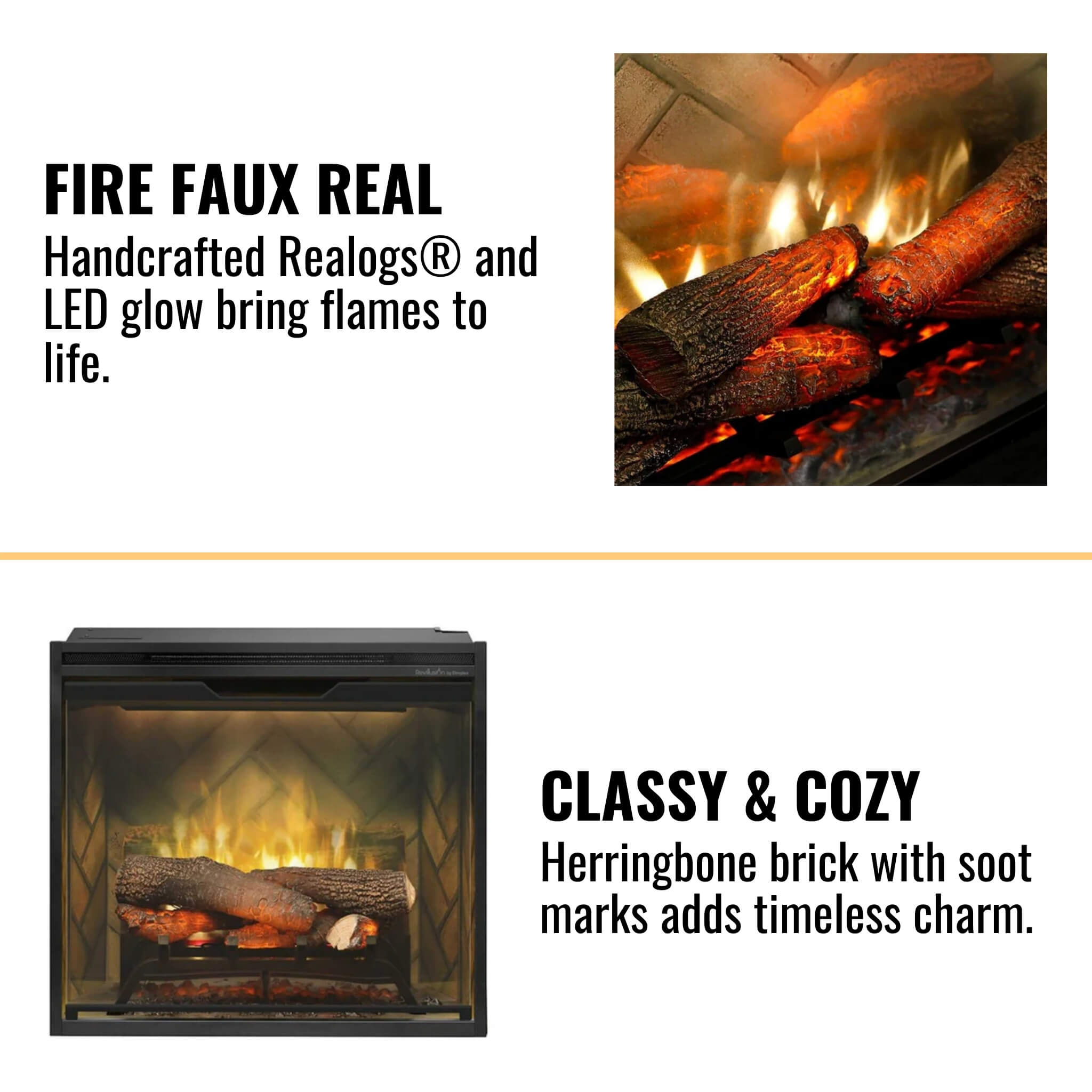Dimplex Revillusion Herringbone Brick Built-In Electric Firebox With Front Glass [RBF30/36/42] (SAK12893) - Energize Trek