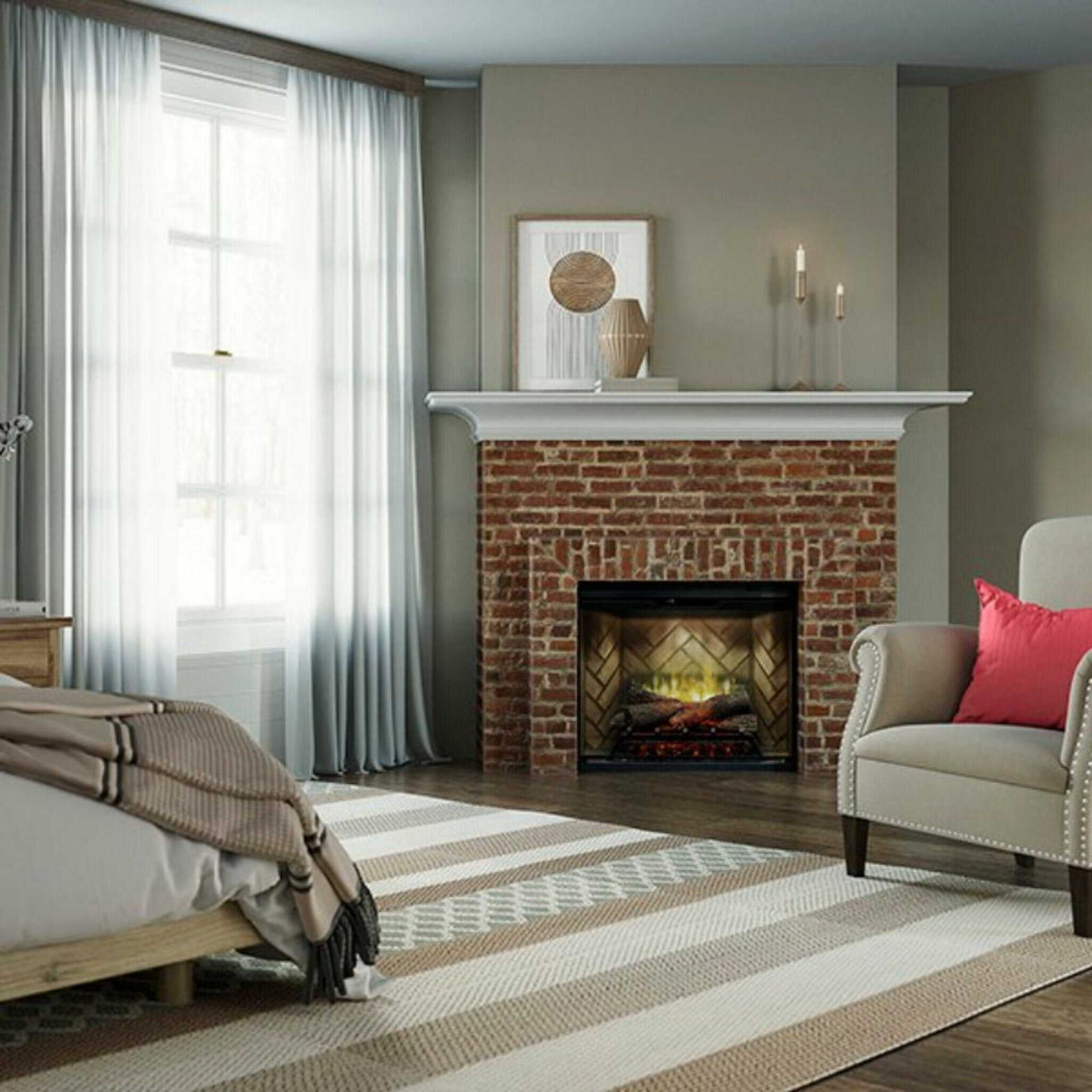 Dimplex Revillusion Herringbone Brick Built-In Electric Firebox With Front Glass [RBF30/36/42] (SAK12893) - Energize Trek