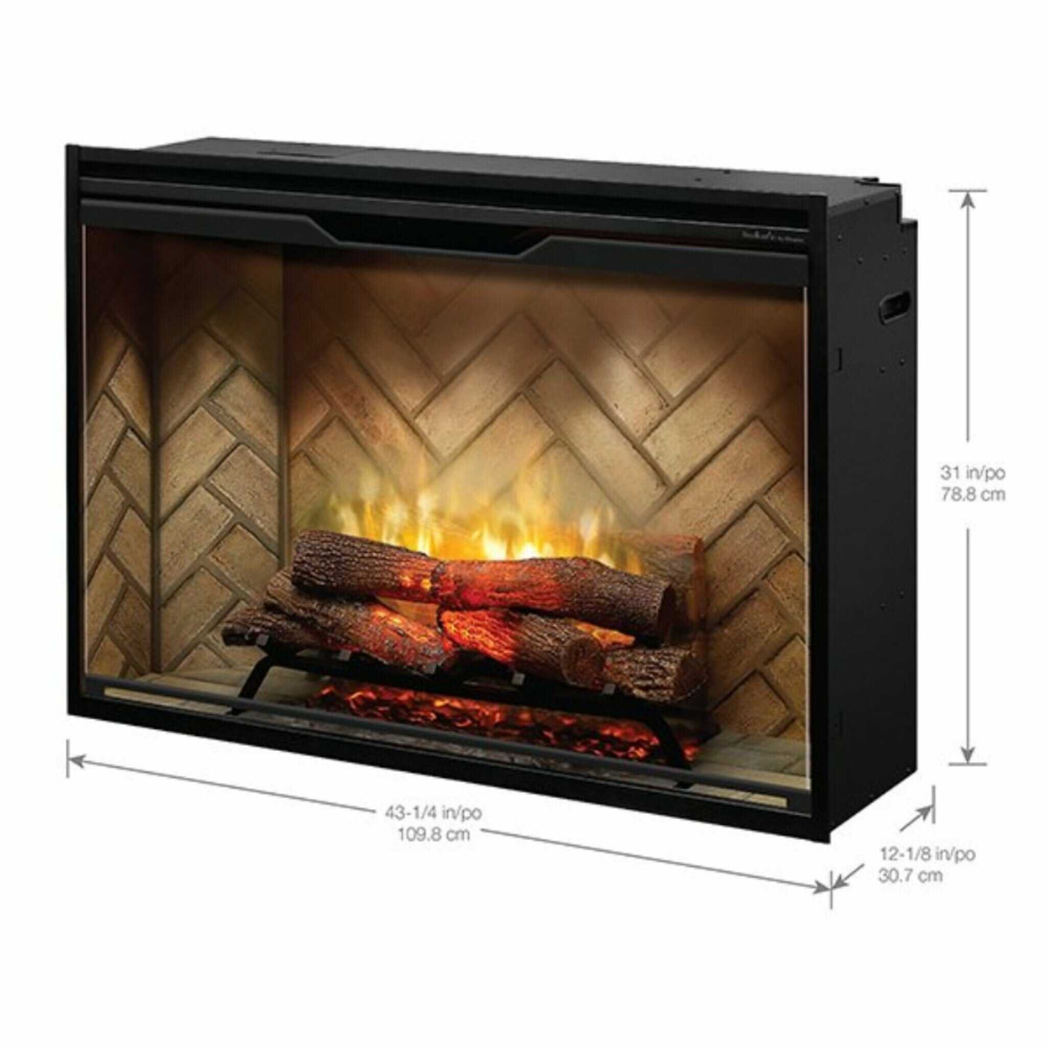 Dimplex Revillusion Herringbone Brick Built-In Electric Firebox With Front Glass [RBF30/36/42] (SAK12893) - Energize Trek