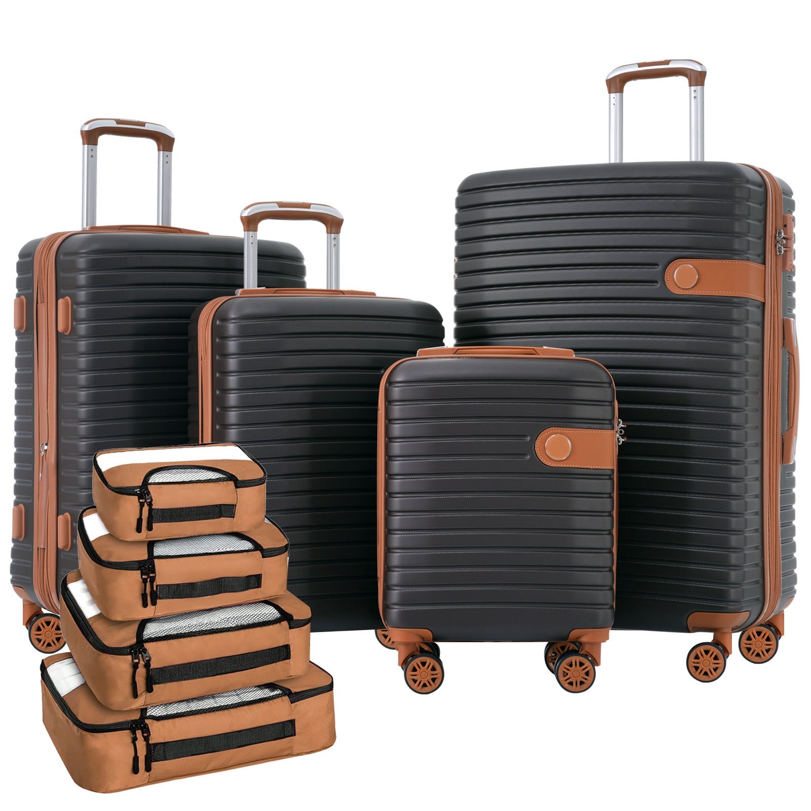 4 Piece Luggage Set Suitcase Set, ABS Hard Shell Lightweight Expandable Travel Luggage with 4 Packing Cubes, TSA Lock, Spinner Wheels for Men Women(16/20/24/28) - Energize Trek