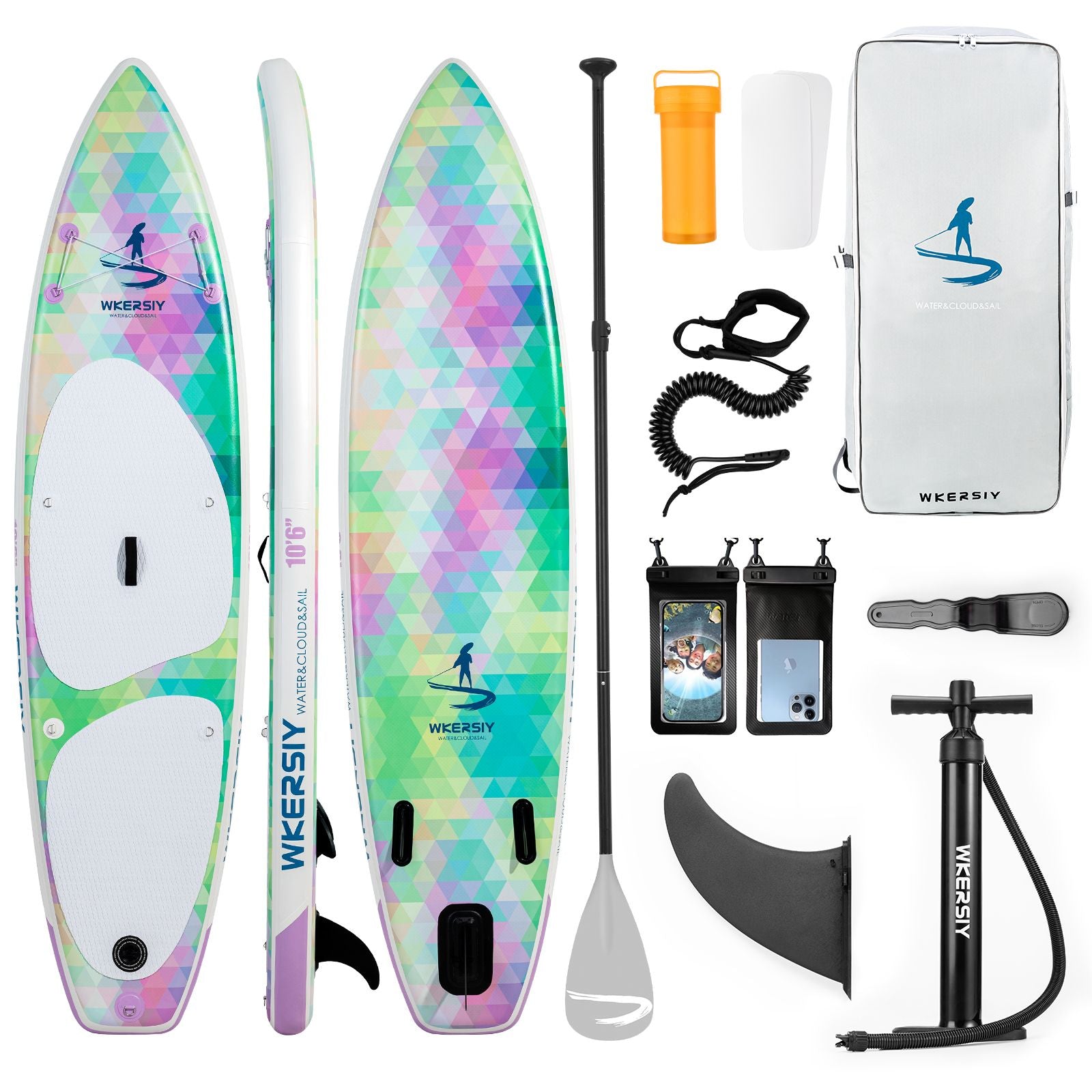 inflatable paddle board 10'6 including sup paddle, paddleboard backpack, pump, leash - Energize Trek