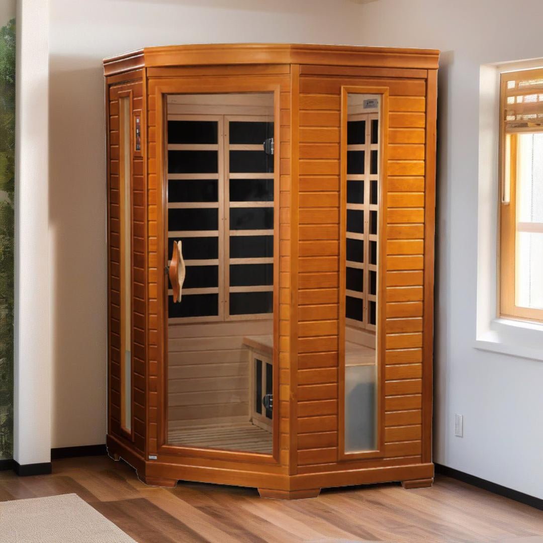 Dynamic Heming Elite 2-Person Corner Ultra Low EMF FAR Infrared Sauna - Energize Trek