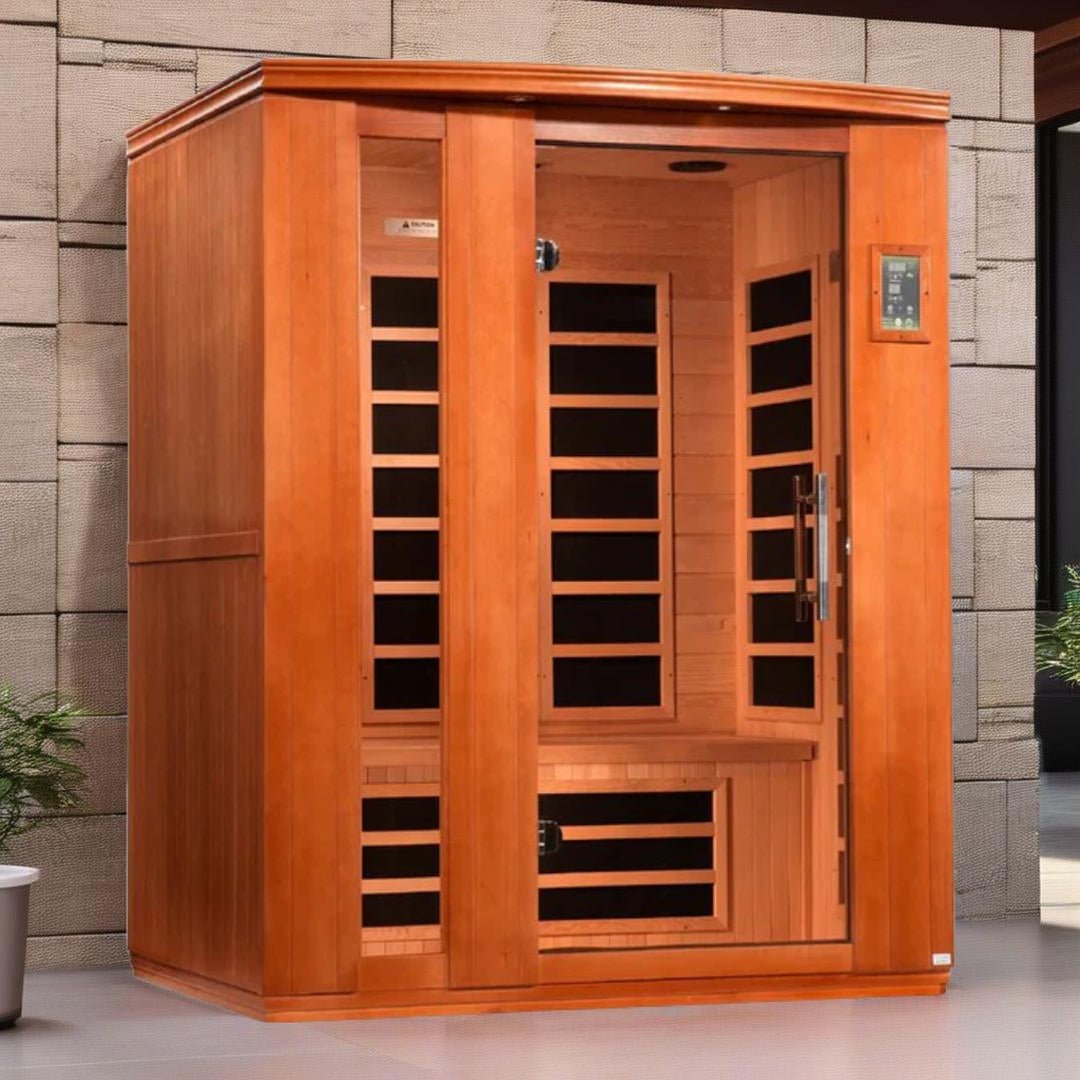 Dynamic Lugano "Elite" 3-Person Ultra Low EMF FAR Infrared Sauna – Canadian Hemlock - Energize Trek