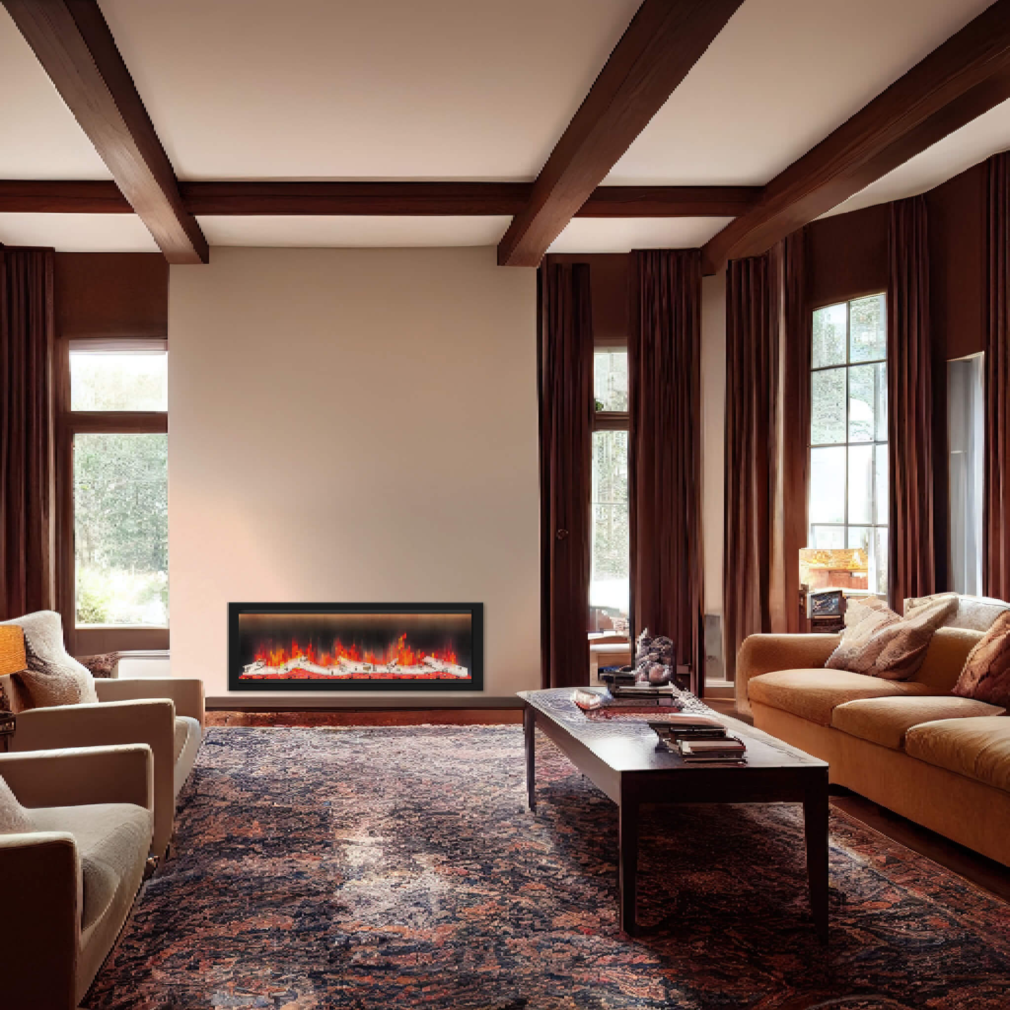 Dynasty Allegro 58" Smart Linear Electric Fireplace With Heater Timer Settings [DY-BFM58] (SAK23948) - Energize Trek