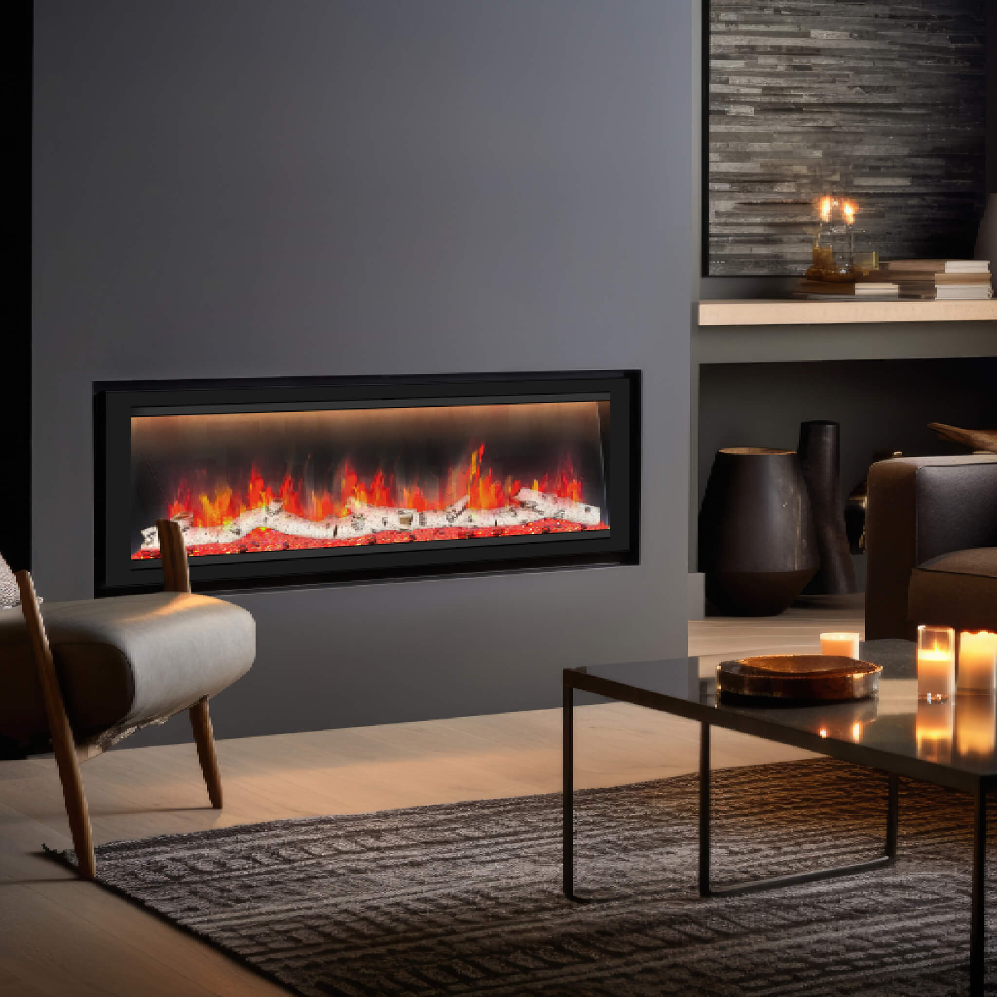 Dynasty Allegro 58" Smart Linear Electric Fireplace With Heater Timer Settings [DY-BFM58] (SAK23948) - Energize Trek
