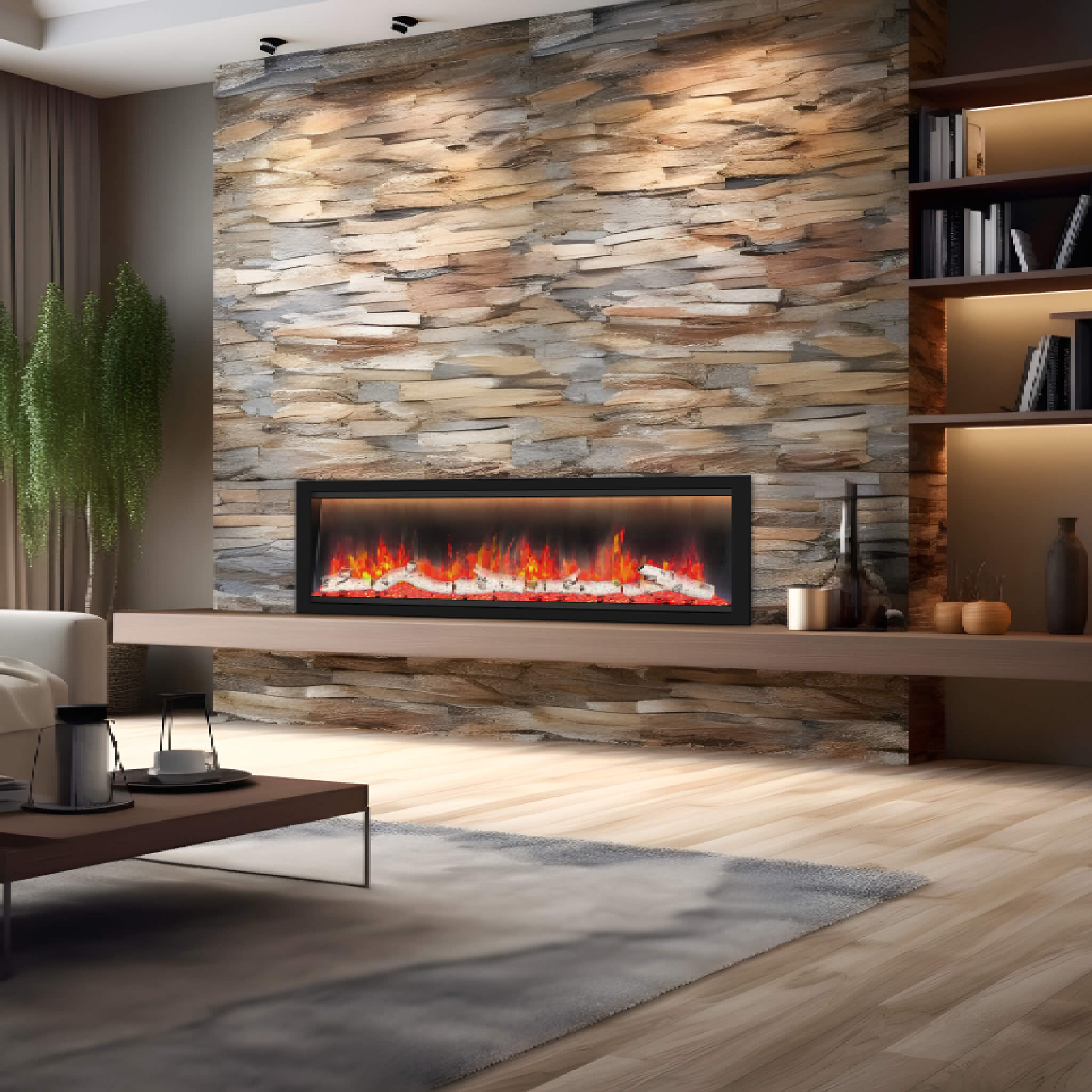 Dynasty Allegro 68" Smart Linear Electric Fireplace With Remote Control [DY-BFM68] (SAK87415) - Energize Trek