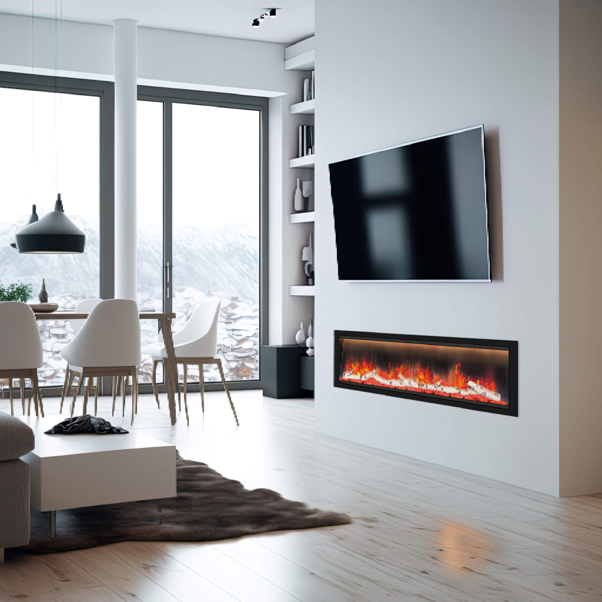 Dynasty Allegro 68" Smart Linear Electric Fireplace With Remote Control [DY-BFM68] (SAK87415) - Energize Trek