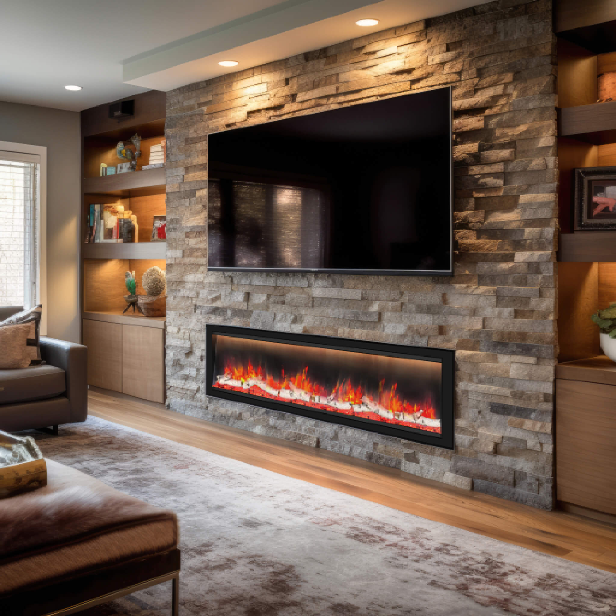 Dynasty Allegro 76" Black Smart Linear Electric Fireplace [DY-BFM76] (SAK56392) - Energize Trek