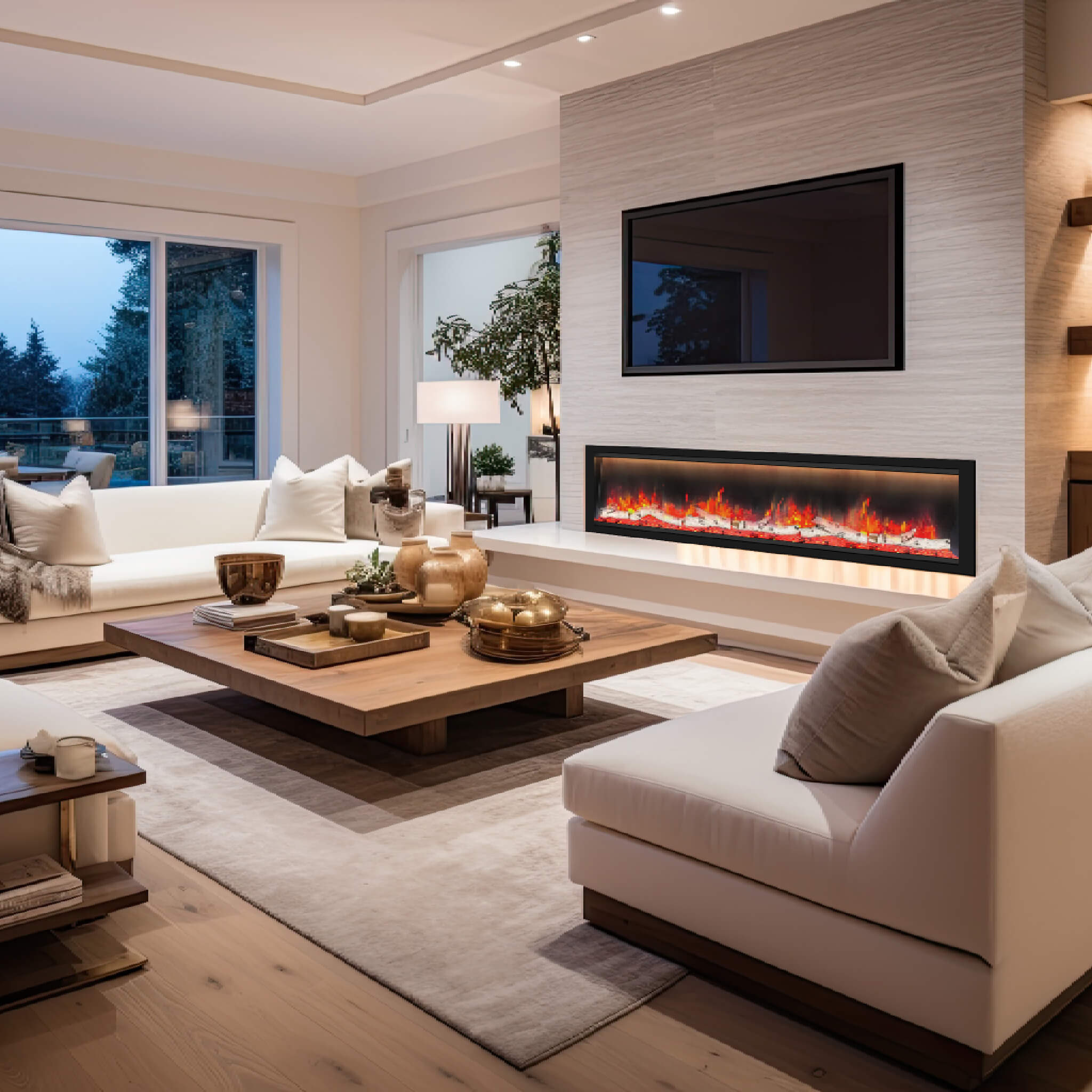 Dynasty Allegro 76" Black Smart Linear Electric Fireplace [DY-BFM76] (SAK56392) - Energize Trek