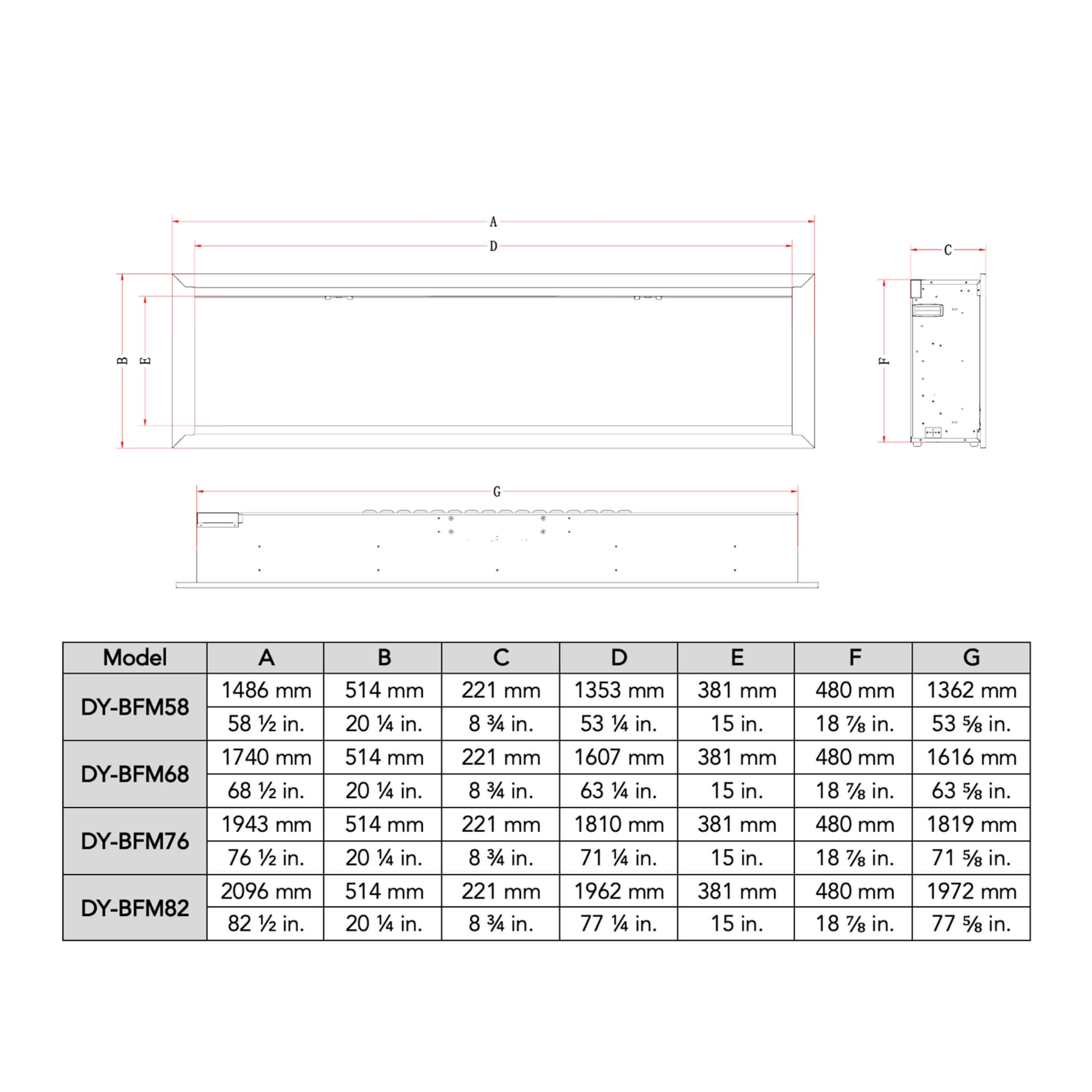 Dynasty Allegro 58" Smart Linear Electric Fireplace With Heater Timer Settings [DY-BFM58] (SAK23948) - Energize Trek