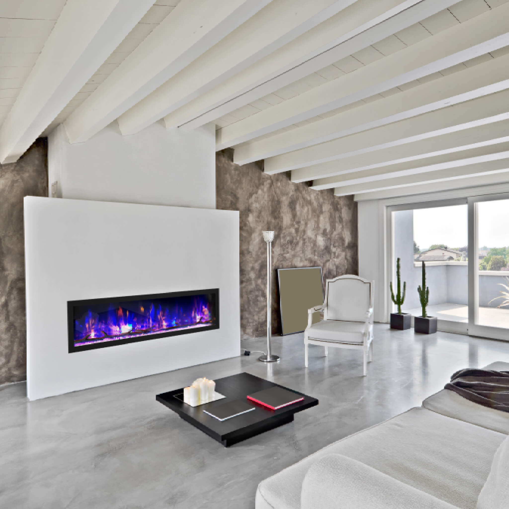 Dynasty Cascade 64" Smart Linear Electric Fireplace With Front Facing Heater [DY-BTX64] (SAK15932) - Energize Trek