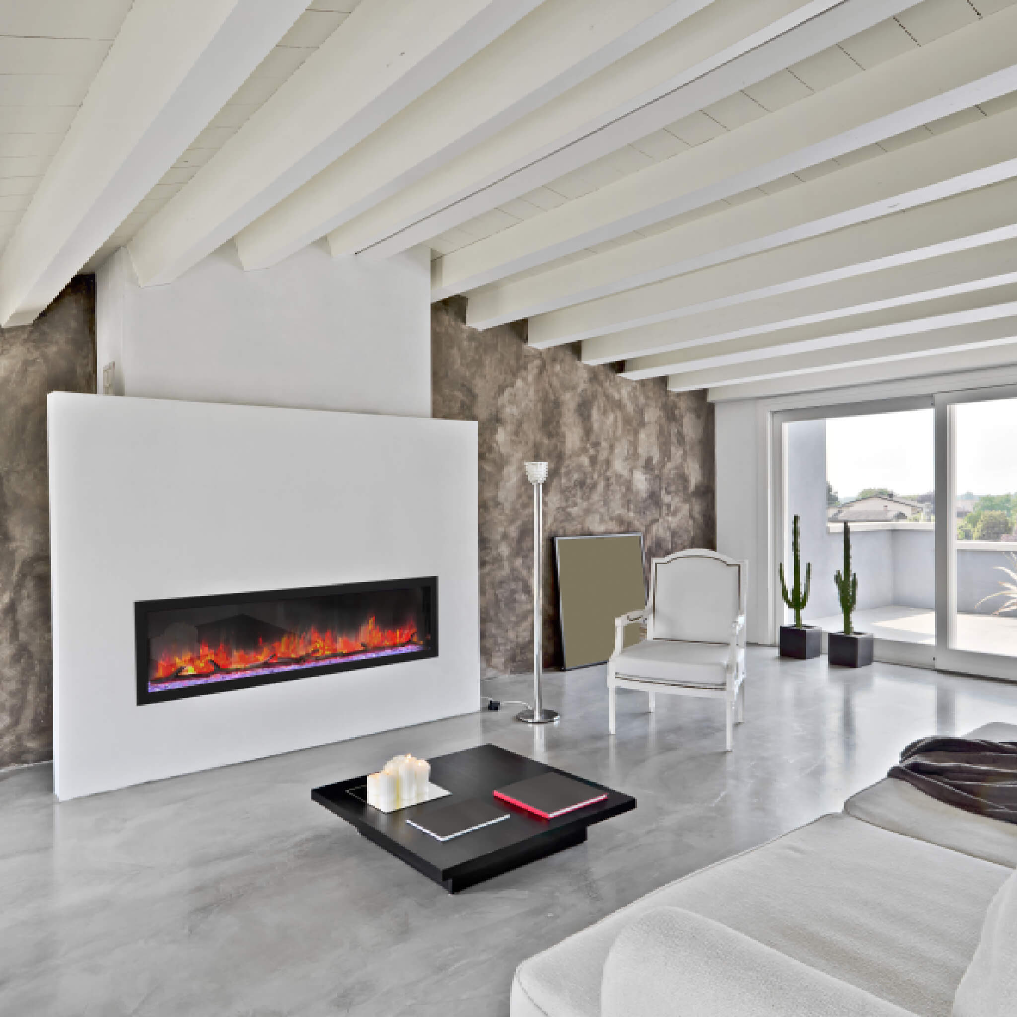 Dynasty Cascade 64" Smart Linear Electric Fireplace With Front Facing Heater [DY-BTX64] (SAK15932) - Energize Trek