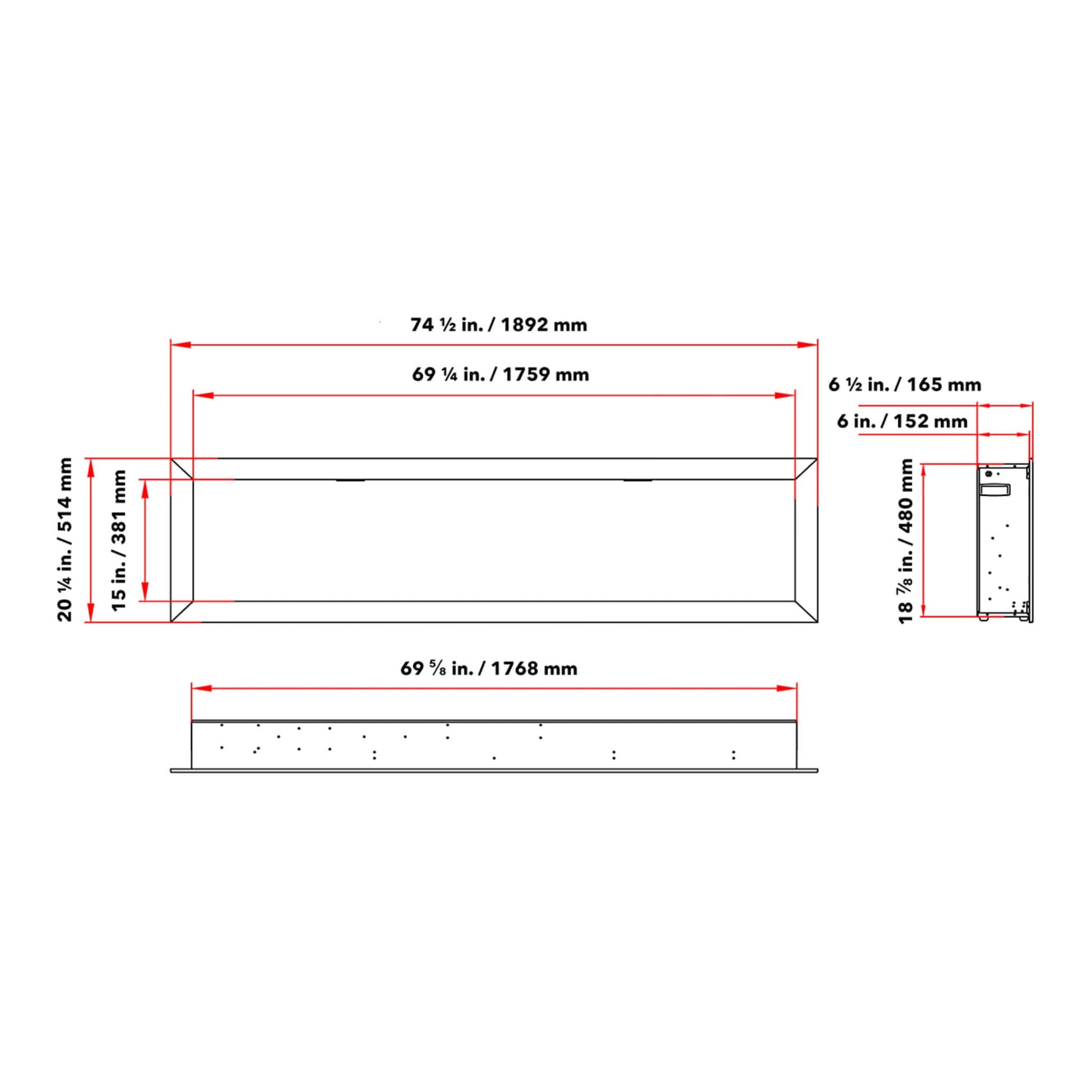 Dynasty Cascade 74" Smart Linear Electric Fireplace [DY-BTX74] (SAK61984) - Energize Trek