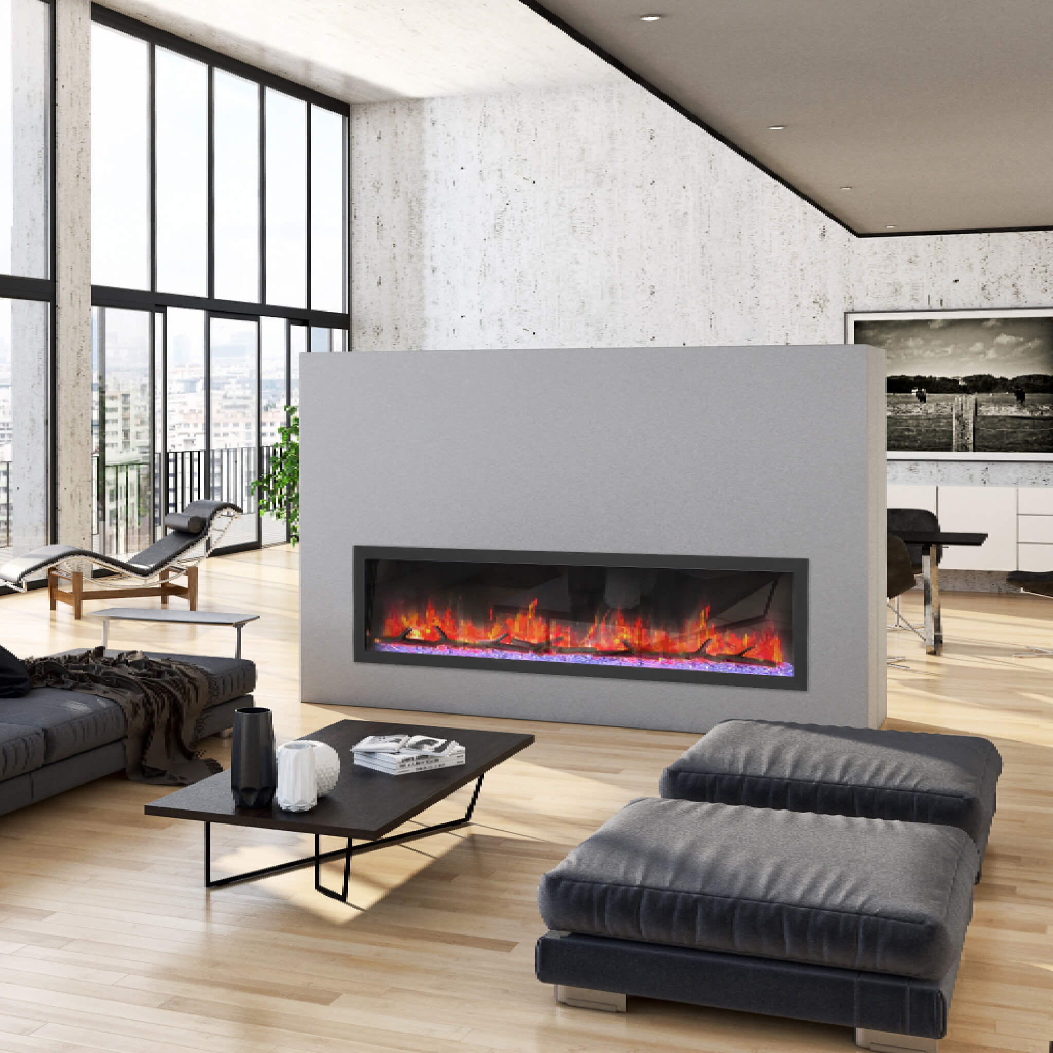 Dynasty Cascade 74" Smart Linear Electric Fireplace [DY-BTX74] (SAK61984) - Energize Trek