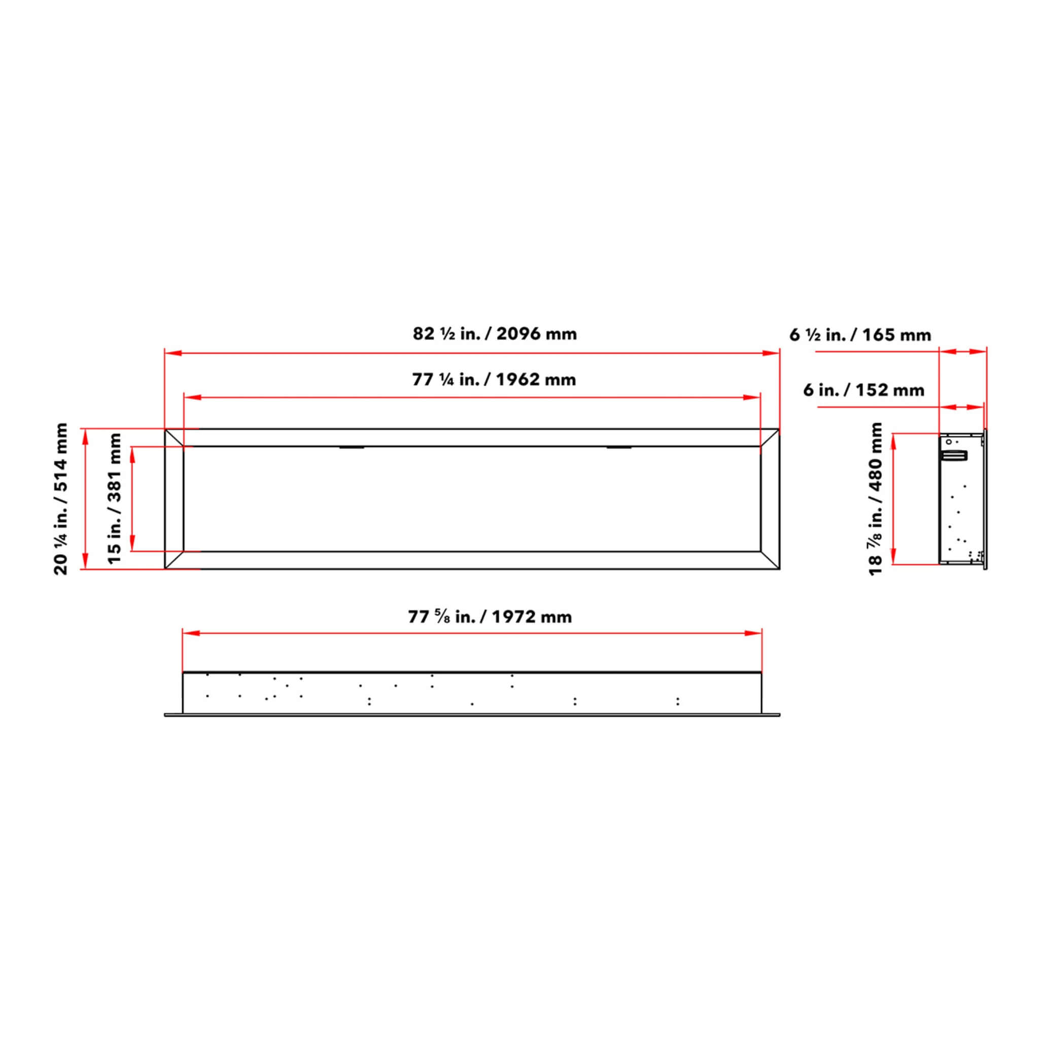 Dynasty Cascade 82" Recessed Linear Electric Fireplace [DY-BTX82] (SAK30567) - Energize Trek