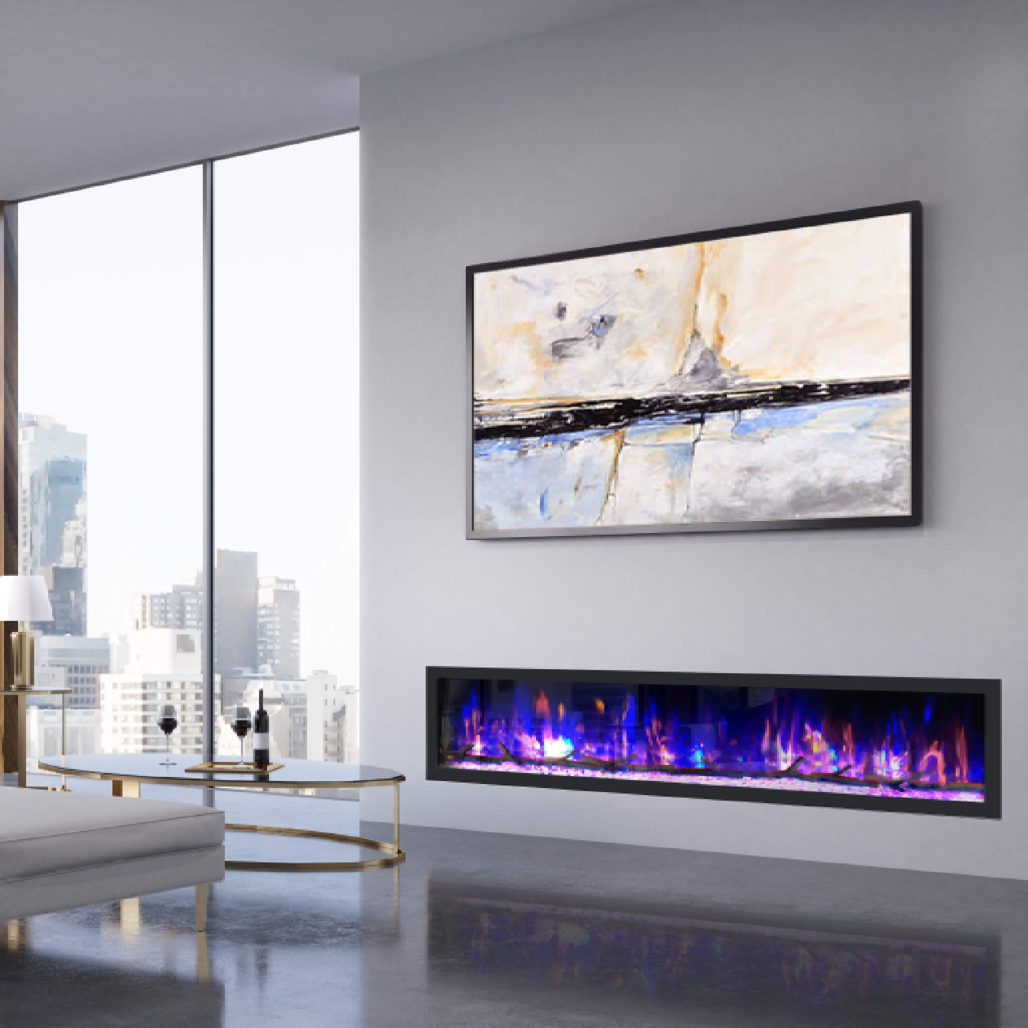 Dynasty Cascade 82" Recessed Linear Electric Fireplace [DY-BTX82] (SAK30567) - Energize Trek