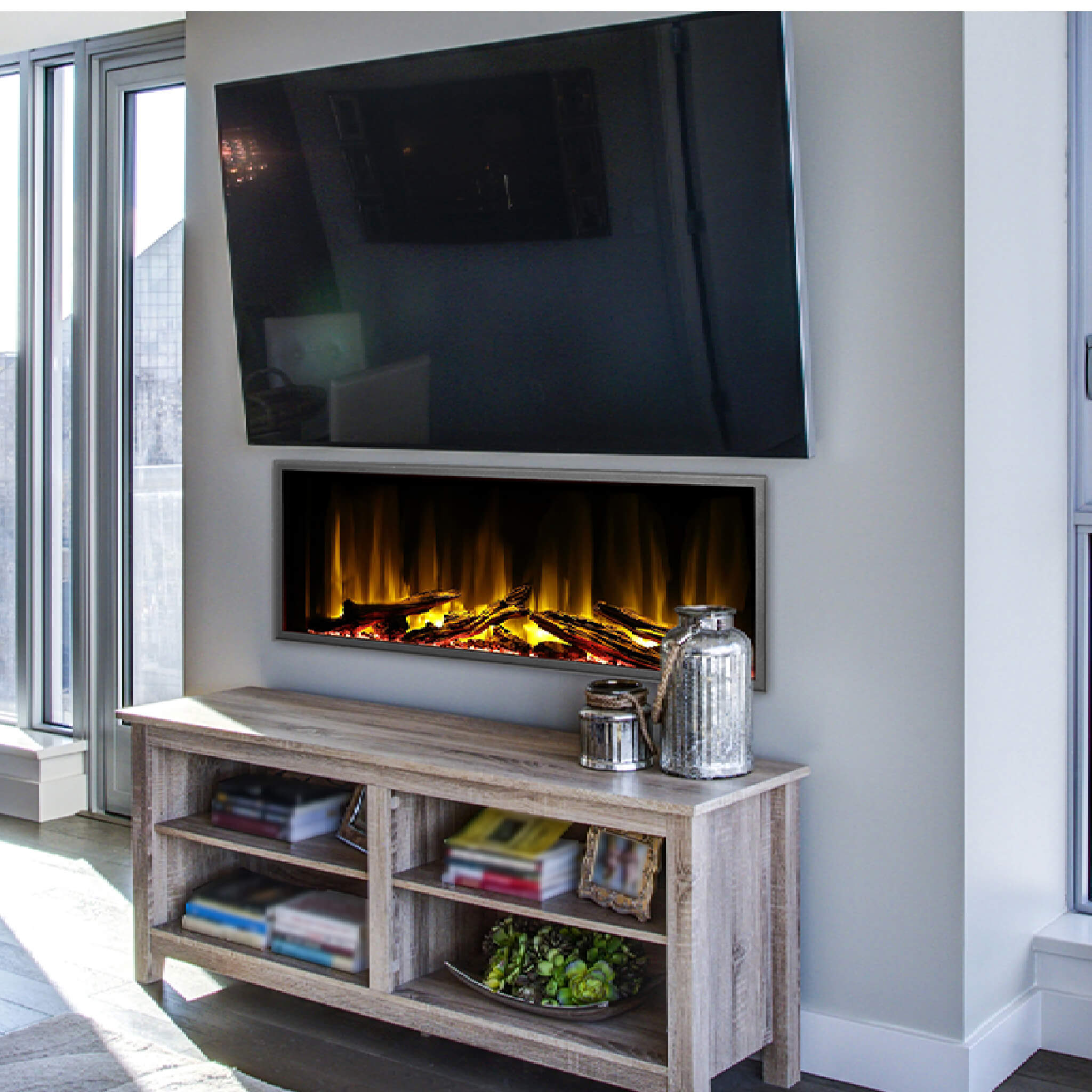 Dynasty Harmony 45" Smart Linear Electric Fireplace With Remote Control With Heater Timer Settings [DY-BEF45] (SAK78923) - Energize Trek