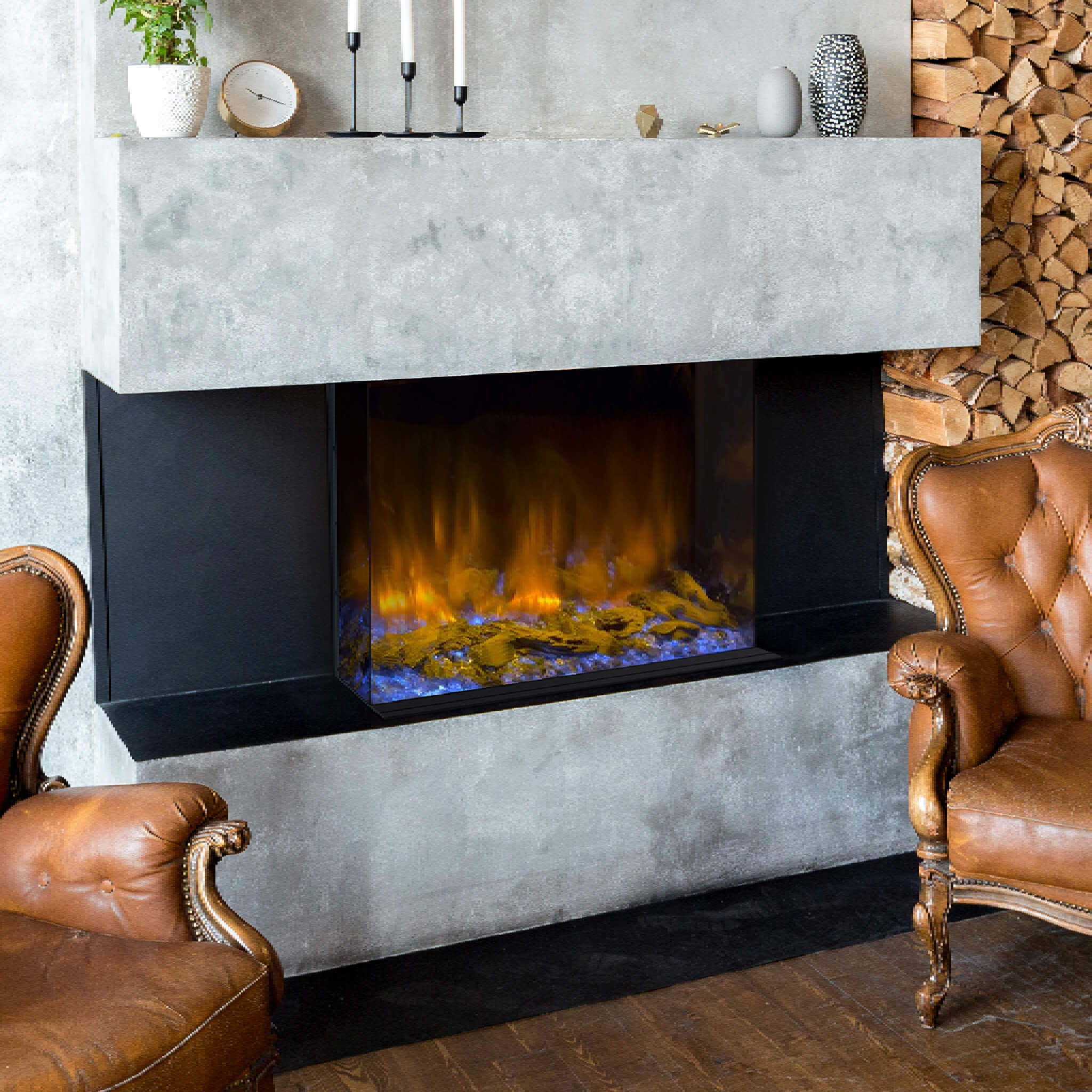 Dynasty Melody 35" Multi-Sided Smart Electric Fireplace With Auto Shut Off [DY-BTS35] (SAK87490) - Energize Trek