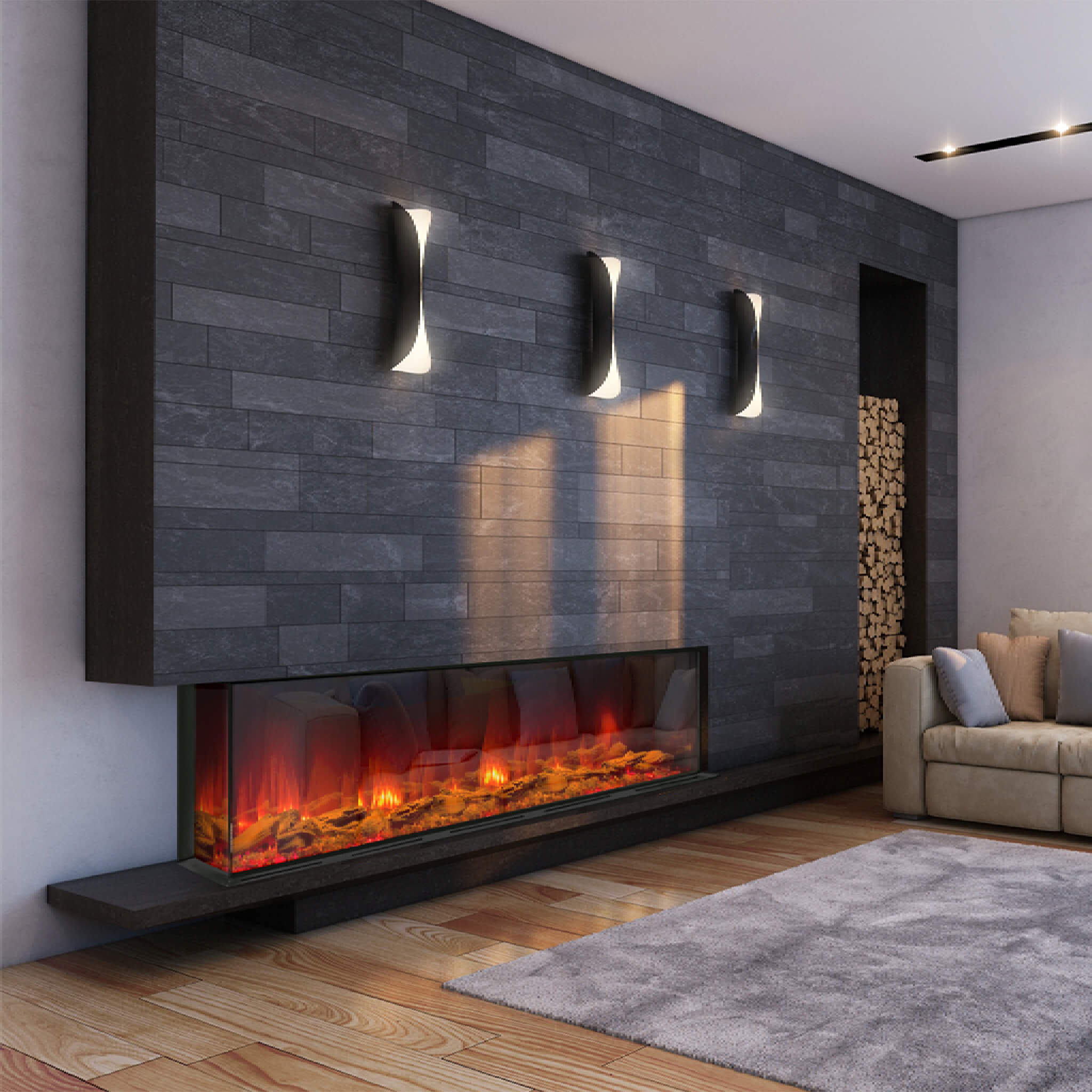 Dynasty Melody 64" Built-In 3 Sided Smart Electric Fireplace [DY-BTS60] (SAK79345) - Energize Trek