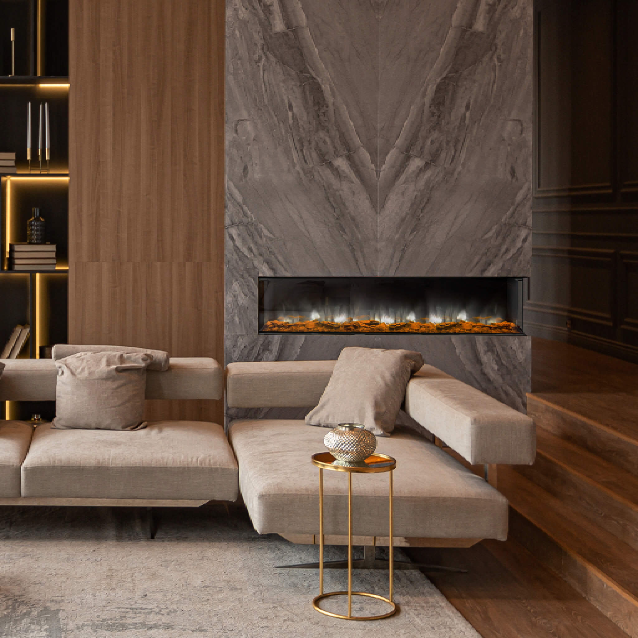 Dynasty Melody 64" Built-In 3 Sided Smart Electric Fireplace [DY-BTS60] (SAK79345) - Energize Trek