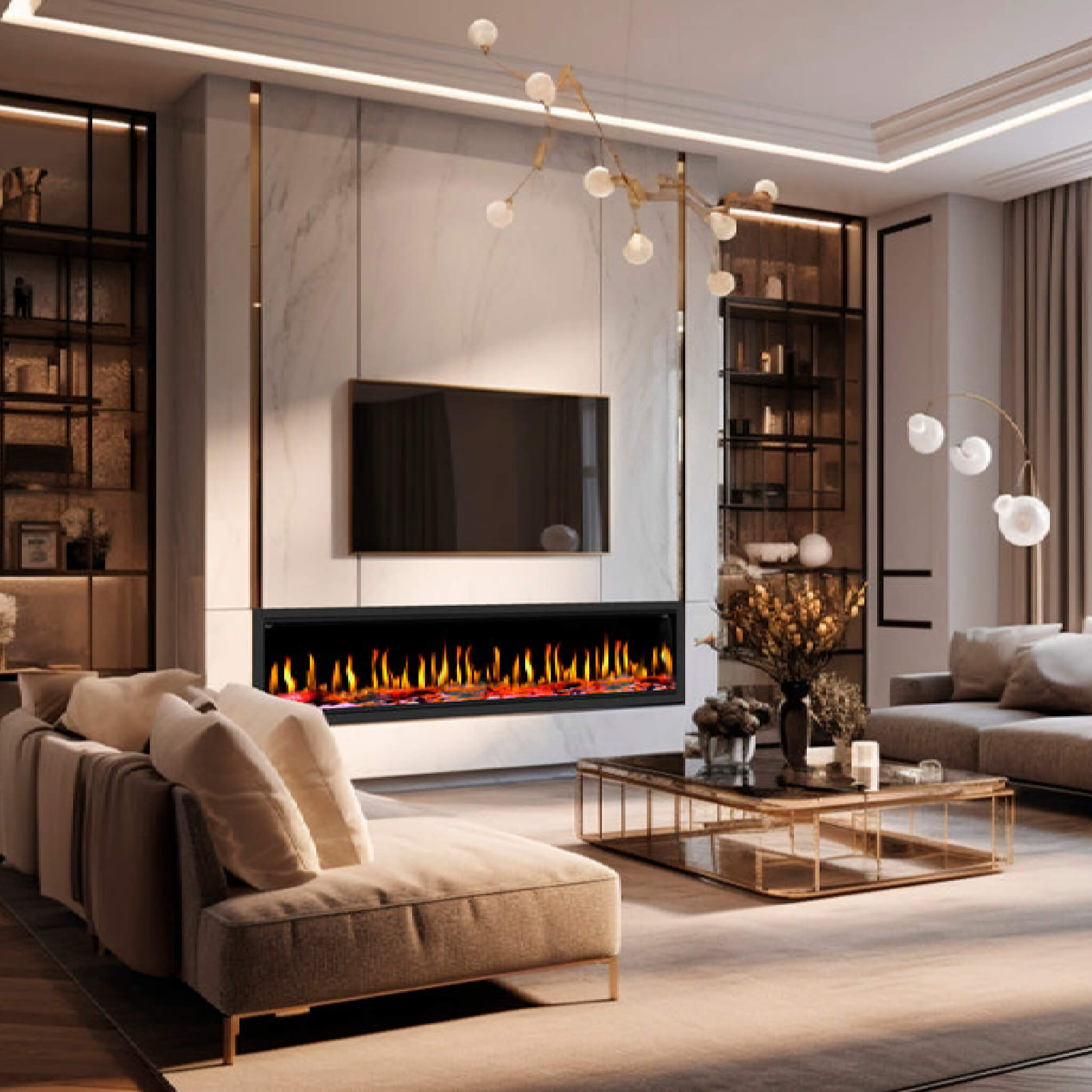 Dynasty Tempo 100" Virtual Linear Electric Fireplace [DY-FVX100] (SAK59234) - Energize Trek