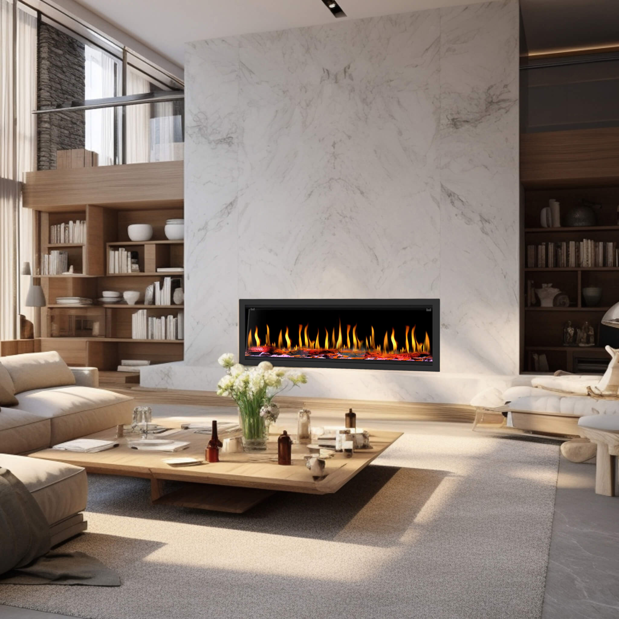Dynasty Tempo 52" Smart Virtual Linear Electric Fireplace With Dynasty App [DY-FVX52] (SAK76421) - Energize Trek