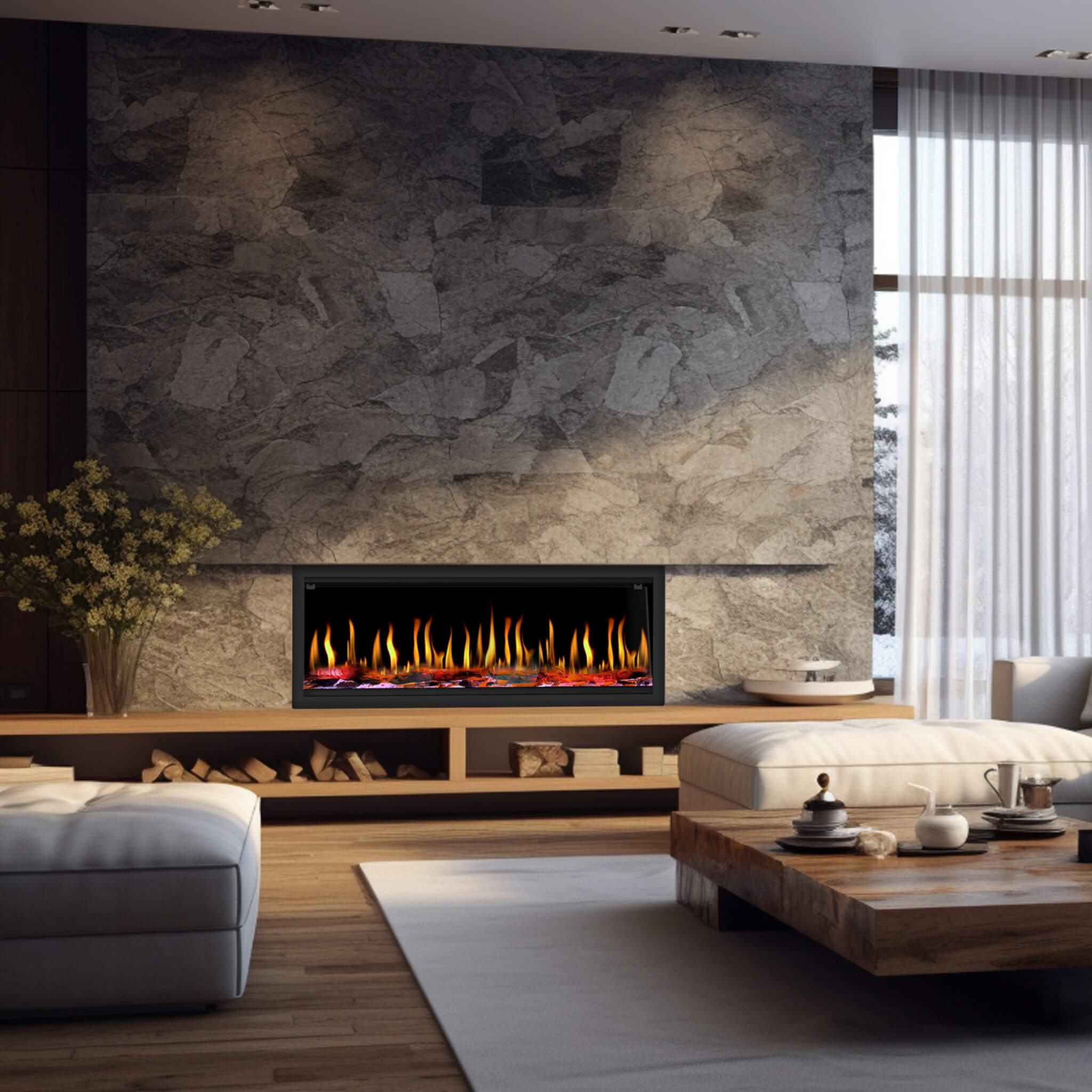Dynasty Tempo 52" Smart Virtual Linear Electric Fireplace With Dynasty App [DY-FVX52] (SAK76421) - Energize Trek