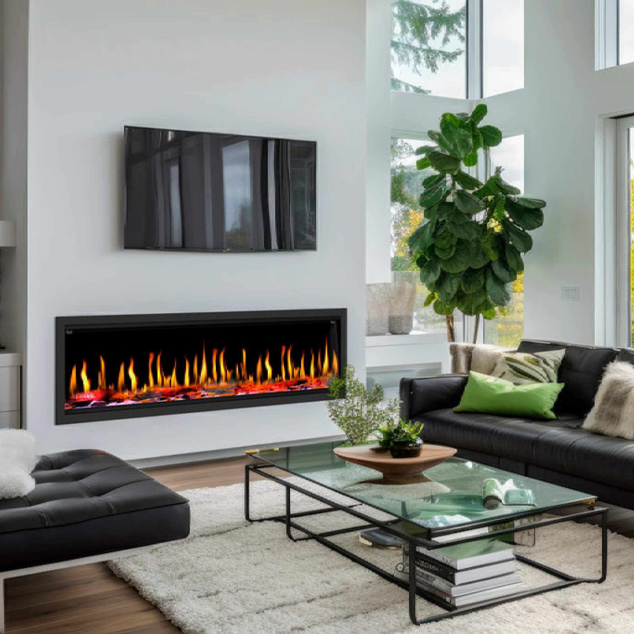 Dynasty Tempo 63" Virtual Linear Electric Fireplace With Multifunction Remote Control [DY-FVX63] (SAK20385) - Energize Trek