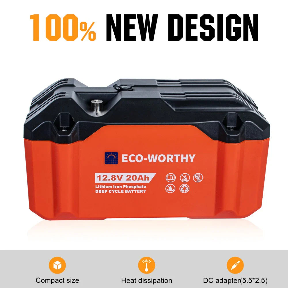 12V 20Ah Portable LiFePO4 Deep Cycle Rechargeable Battery - Energize Trek