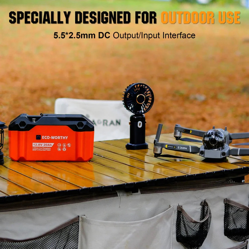 12V 20Ah Portable LiFePO4 Deep Cycle Rechargeable Battery - Energize Trek