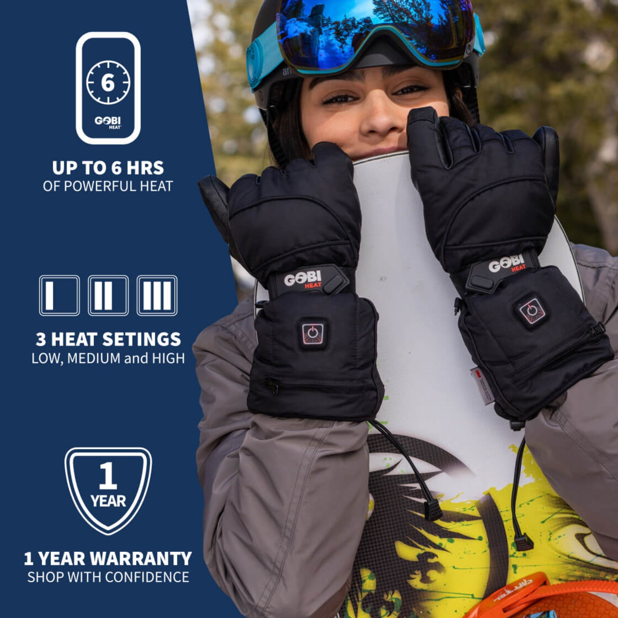 Epic II Heated Ski Gloves (3500mAh USB-C batt) - Energize Trek