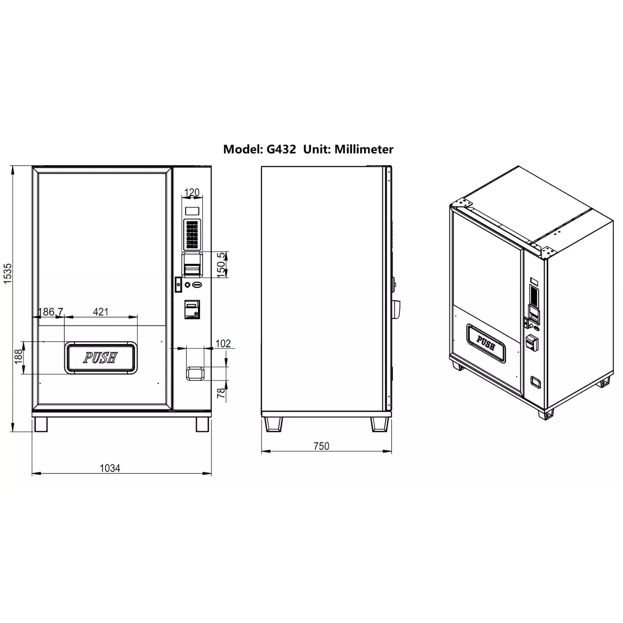 Epx 5FT Snacks And Drinks Combo Vending Machine With Dual Zone Refrigeration And Bill Acceptor [G432] (SAK76984) - Energize Trek