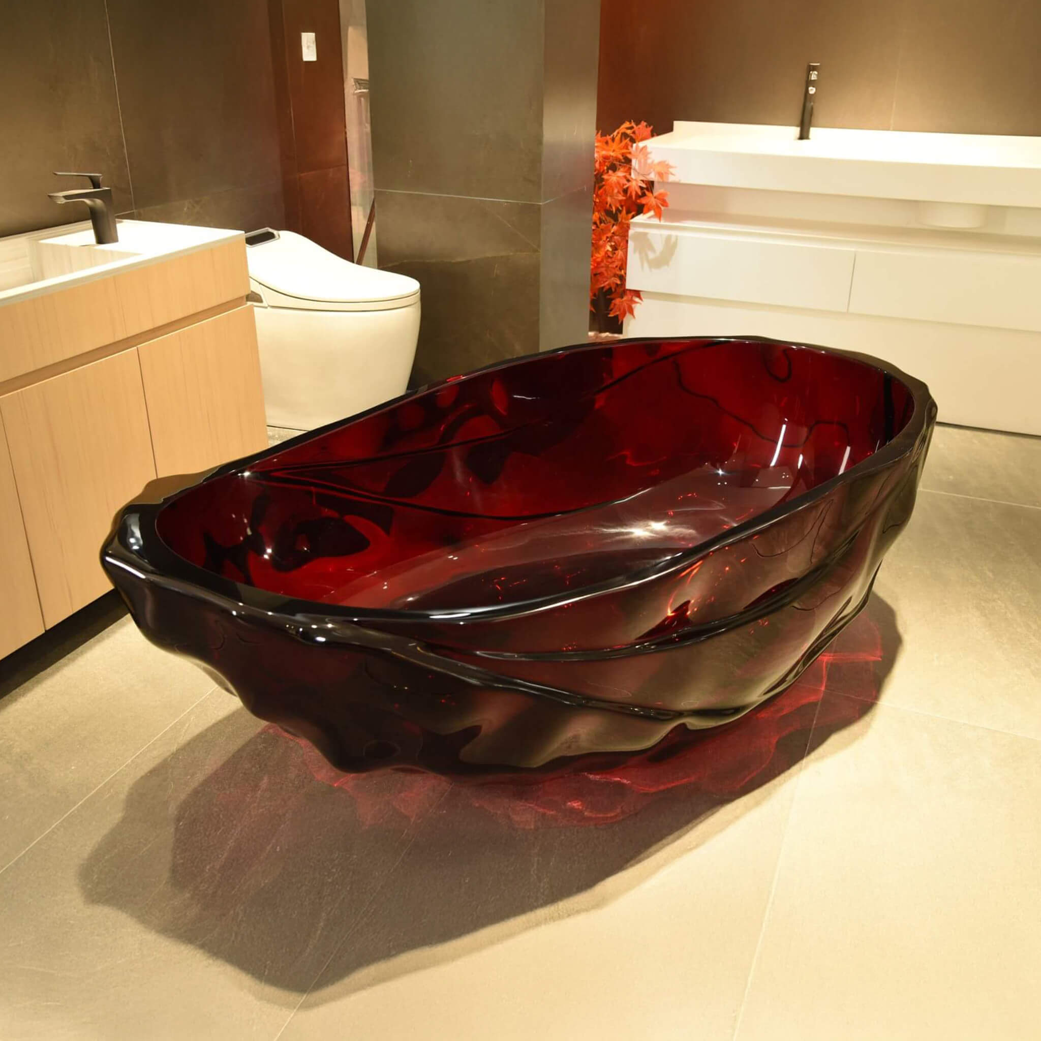 Extra Large 67" Modern Freestanding Oval Resin Soaking Bathtub (SAK14326) - Energize Trek
