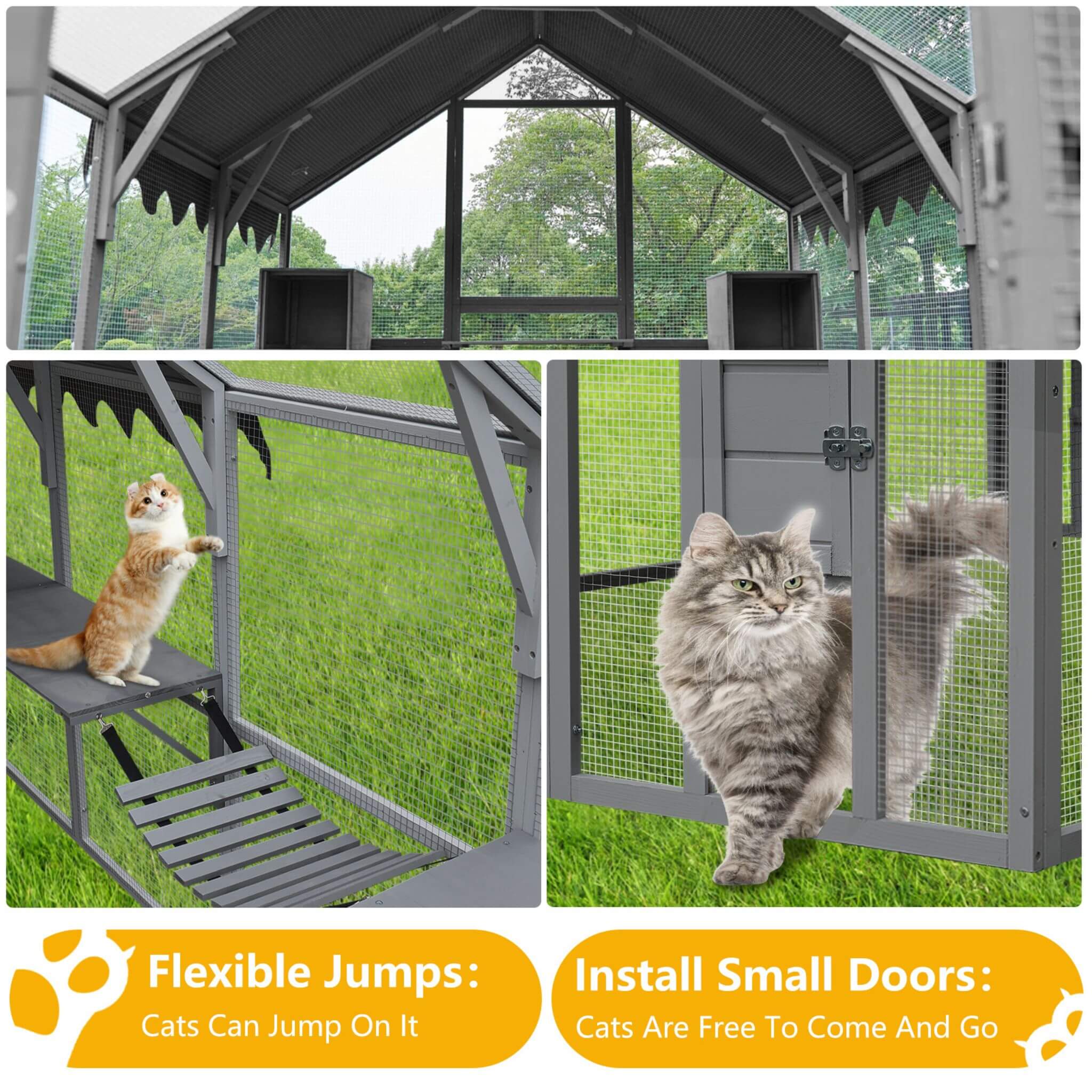 Extra Large Outdoor Cat Kitten Playpen House With Platforms, And Waterproof Cover (SAK55092) - Energize Trek