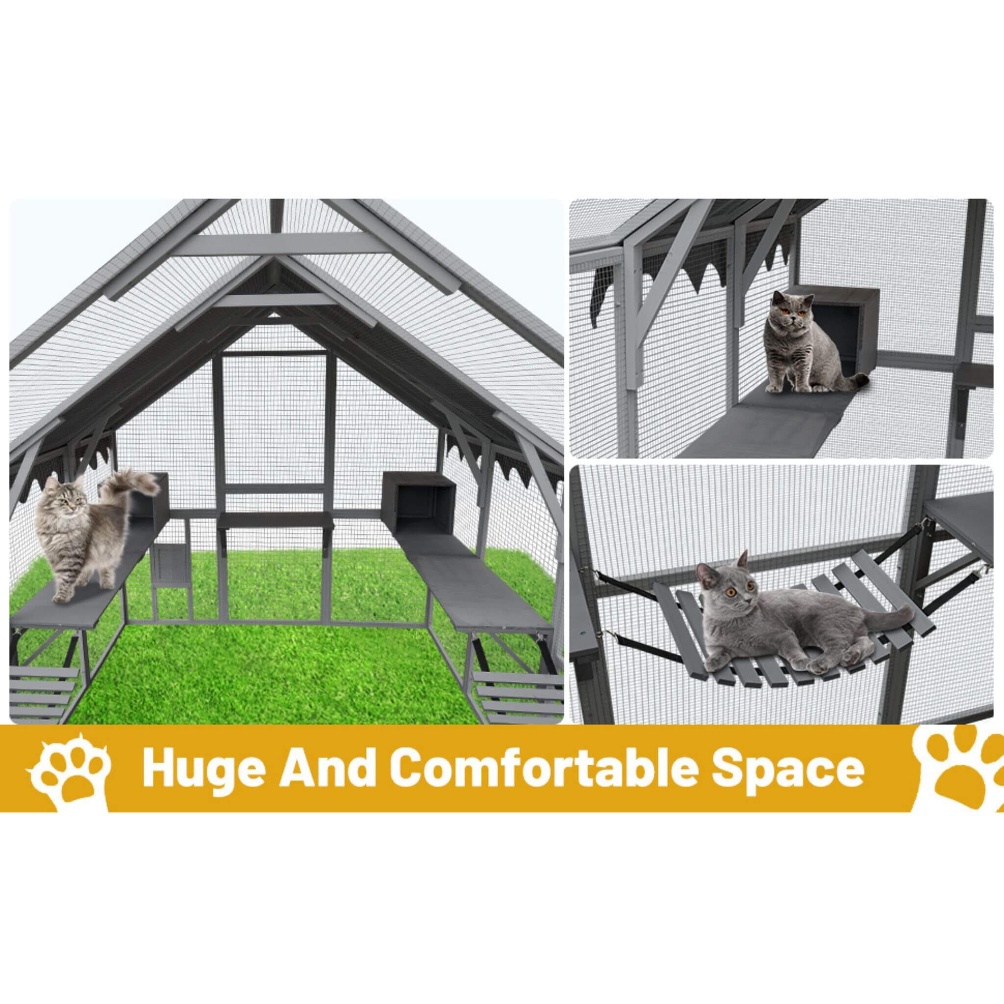 Extra Large Outdoor Cat Kitten Playpen House With Platforms, And Waterproof Cover (SAK55092) - Energize Trek