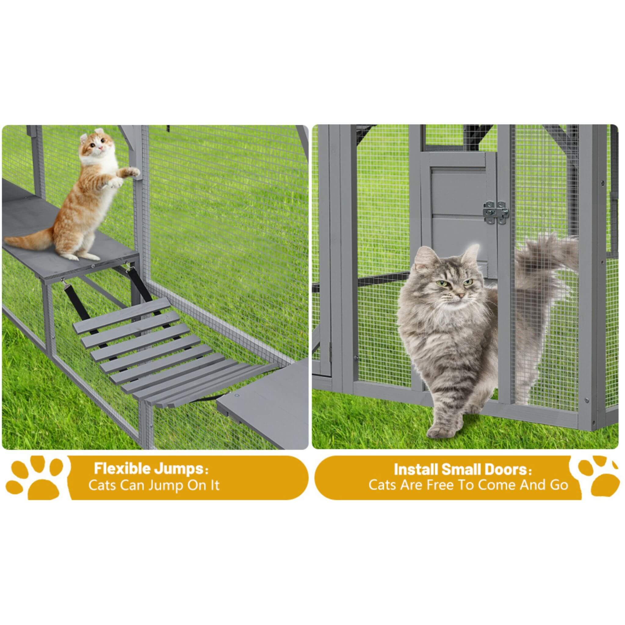 Extra Large Outdoor Cat Kitten Playpen House With Platforms, And Waterproof Cover (SAK55092) - Energize Trek