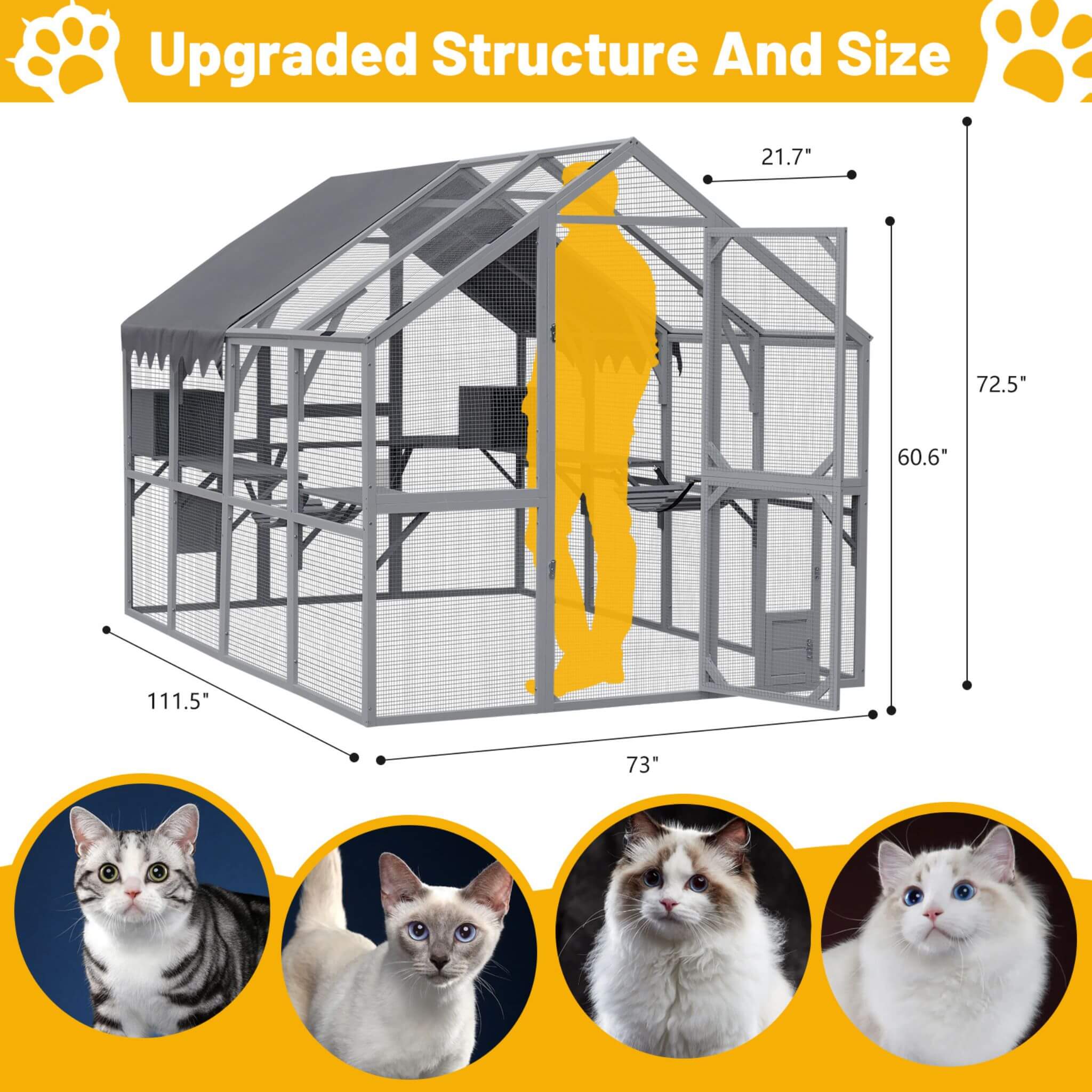 Extra Large Outdoor Cat Kitten Playpen House With Platforms, And Waterproof Cover (SAK55092) - Energize Trek