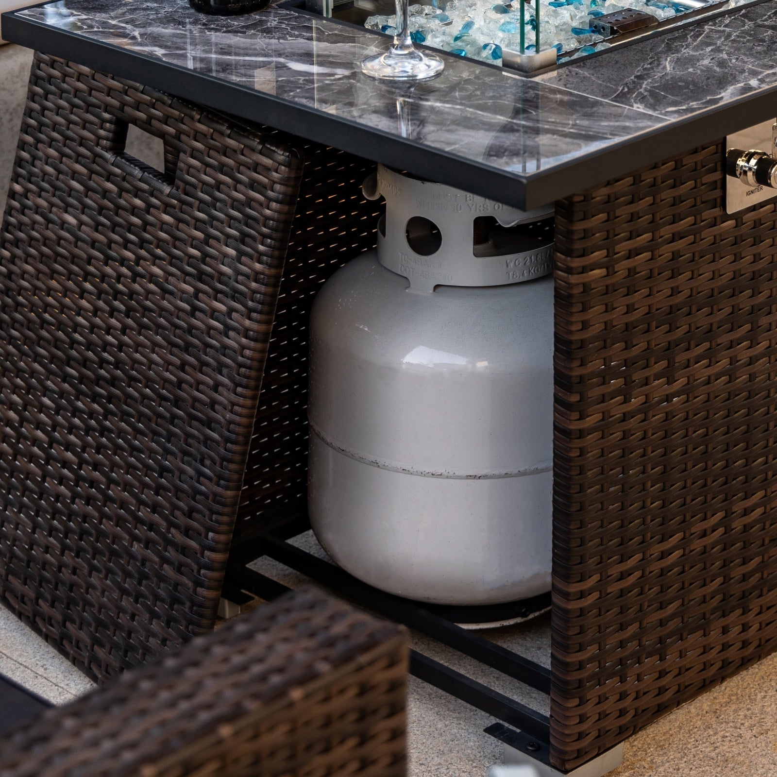 44 Outdoor Propane Fire Pit Table, Ceramic Tabletop Gas Fire Table