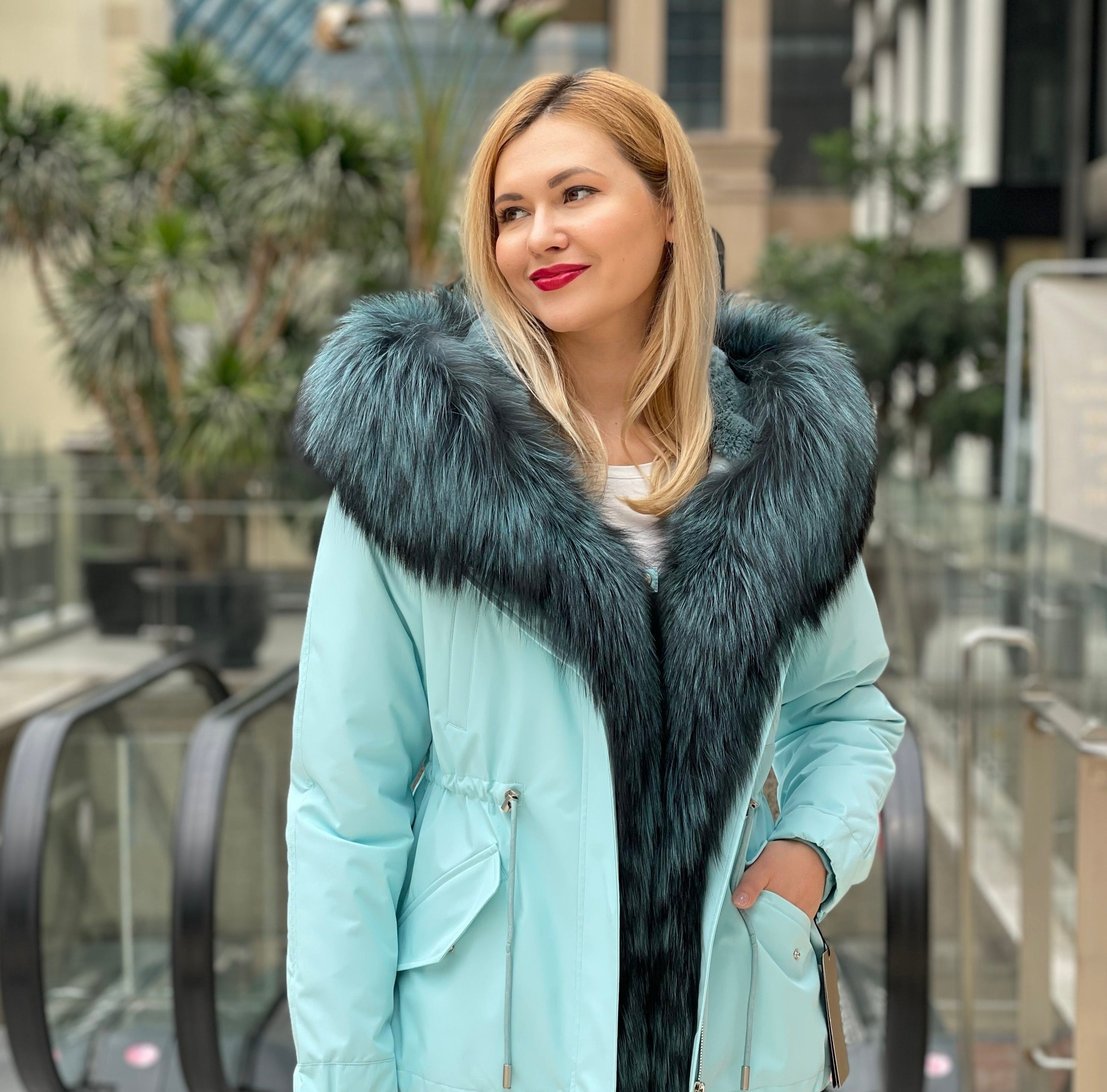 Genuine Silver Fox Fur Parka with Rabbit Fur Insulation - Energize Trek