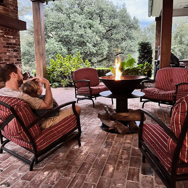 Outdoor Iron Pedestal Fire Bowl and Log Holder - Energize Trek