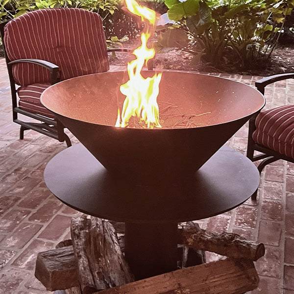 Outdoor Iron Pedestal Fire Bowl and Log Holder - Energize Trek
